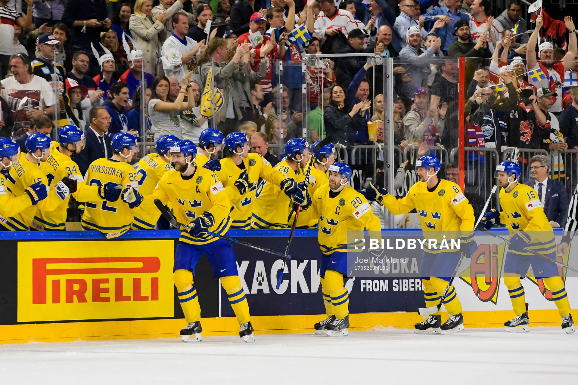 Sveriges Victor Hedman, Joel Lundqvist, Anton Strålman och