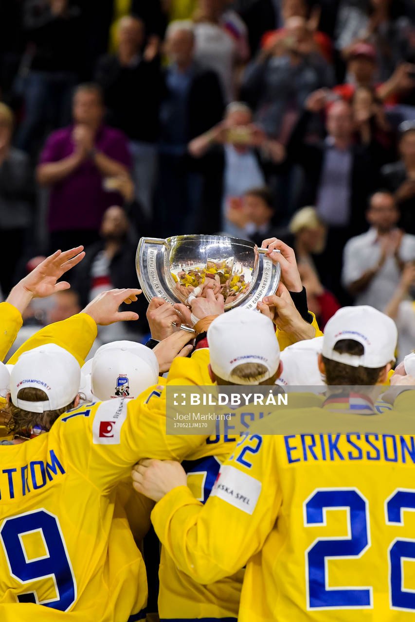 Sveriges spelare jublar med pokalen