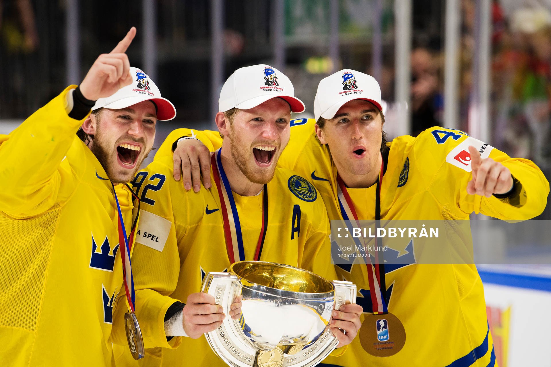 Sveriges Elias Lindholm, Gabriel Landeskog och Victor Rask
