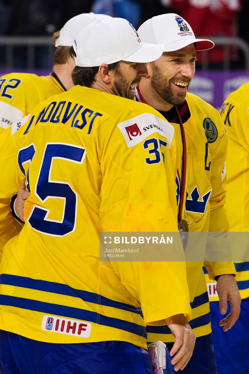 Sveriges målvakt Henrik Lundqvist och Joel Lundqvist