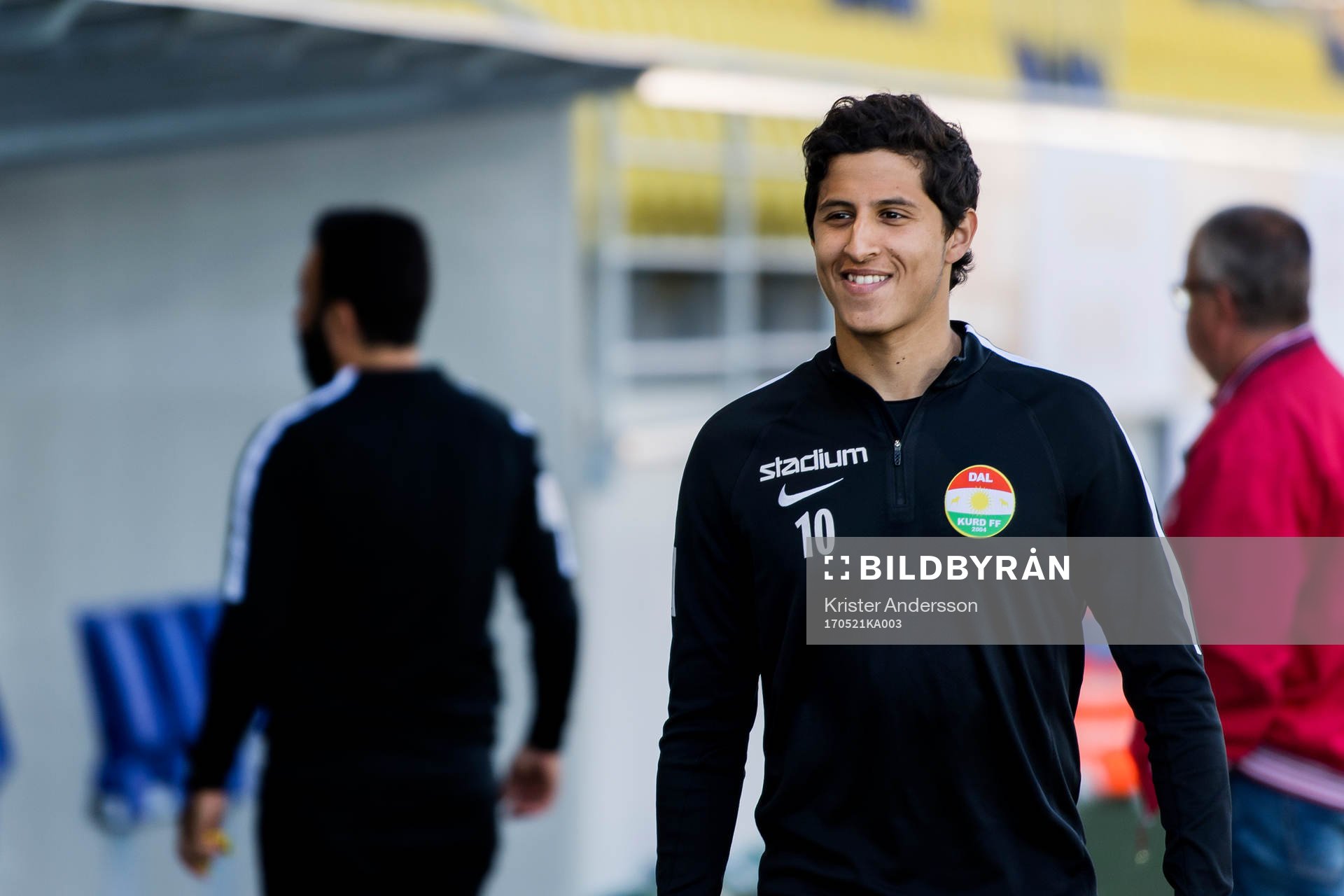 Dalkurds Ahmed Awad före fotbollsmatchen i Superettan