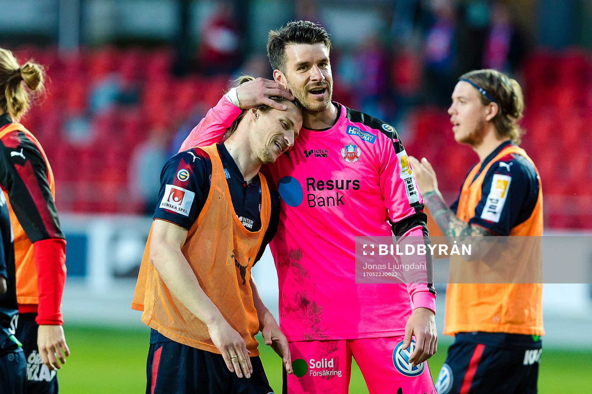 Helsingborgs Jesper Lange och målvakt Matt Pyzdrowski