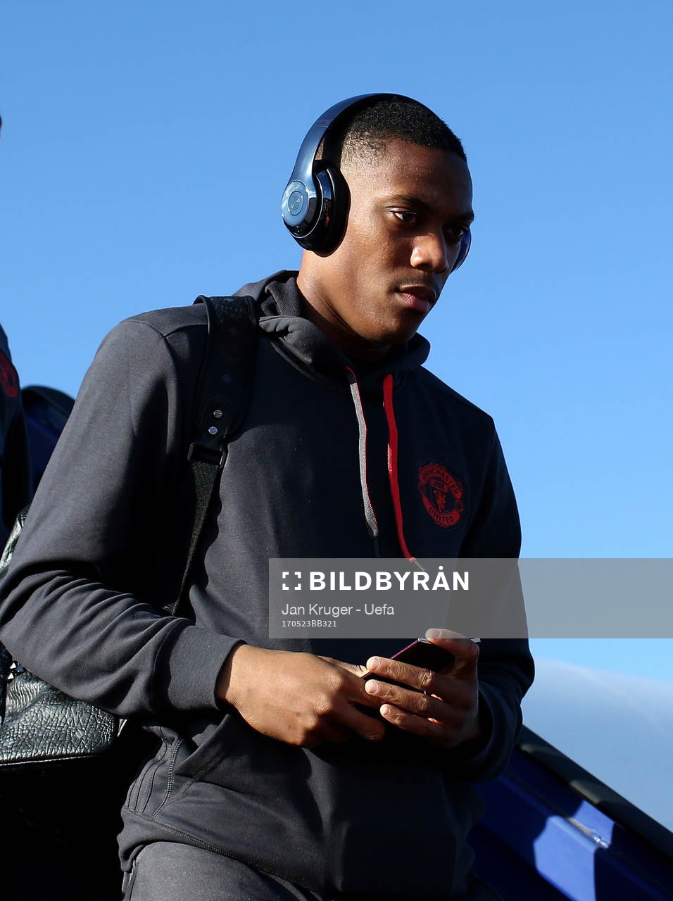 In this handout image provided by UEFA,  Anthony Martial of