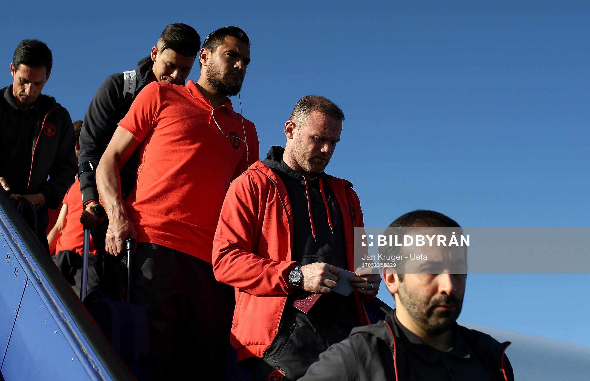 In this handout image provided by UEFA,  Wayne Rooney of