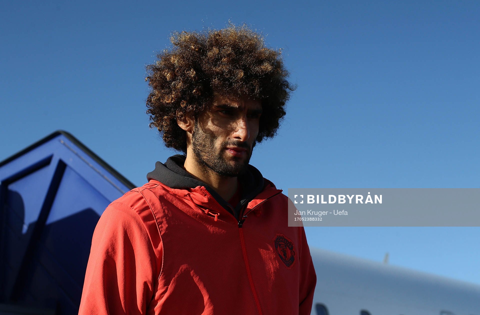 In this handout image provided by UEFA,  Marouane Fellaini
