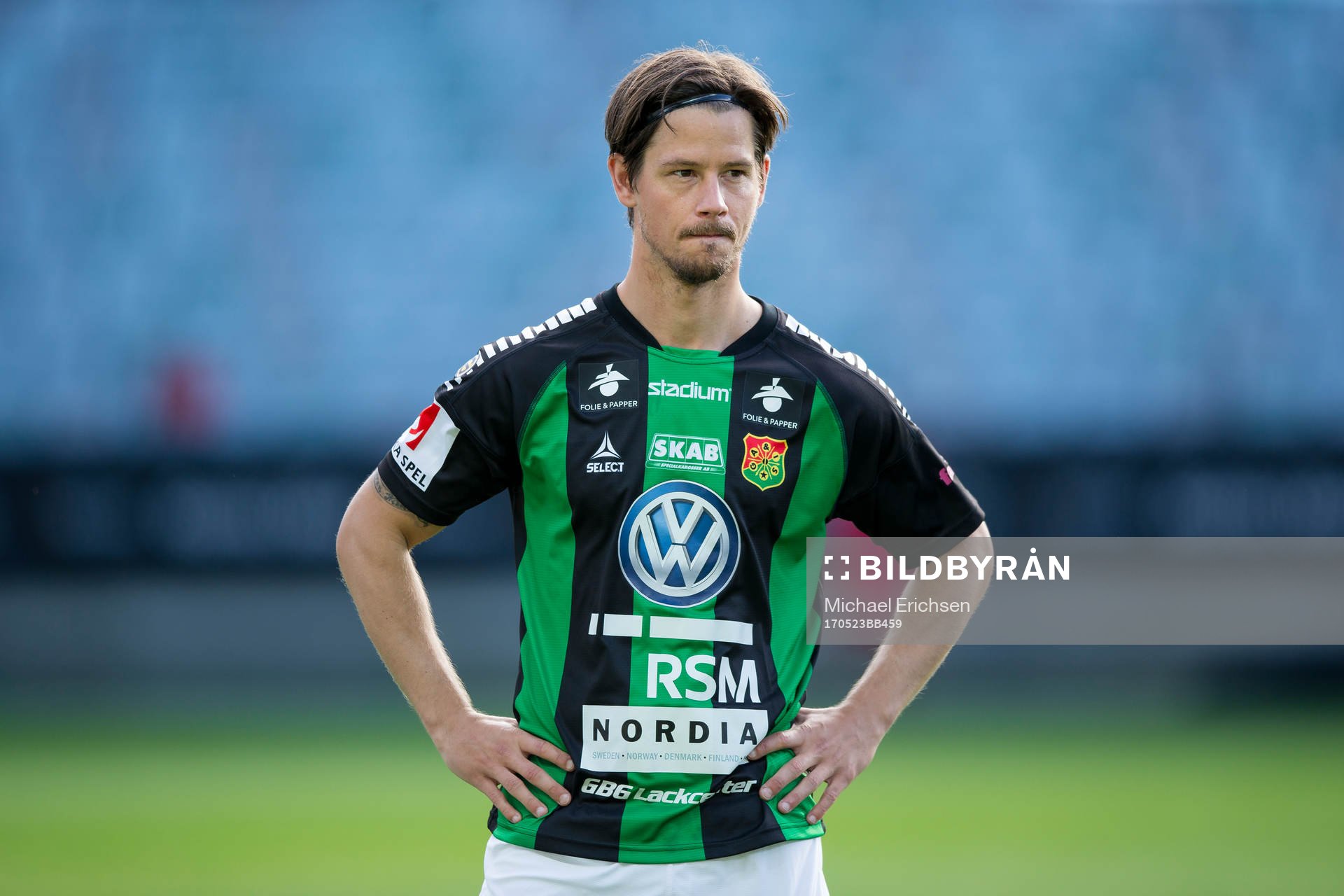GAIS Dusan Djuric på line up innan fotbollsmatchen i