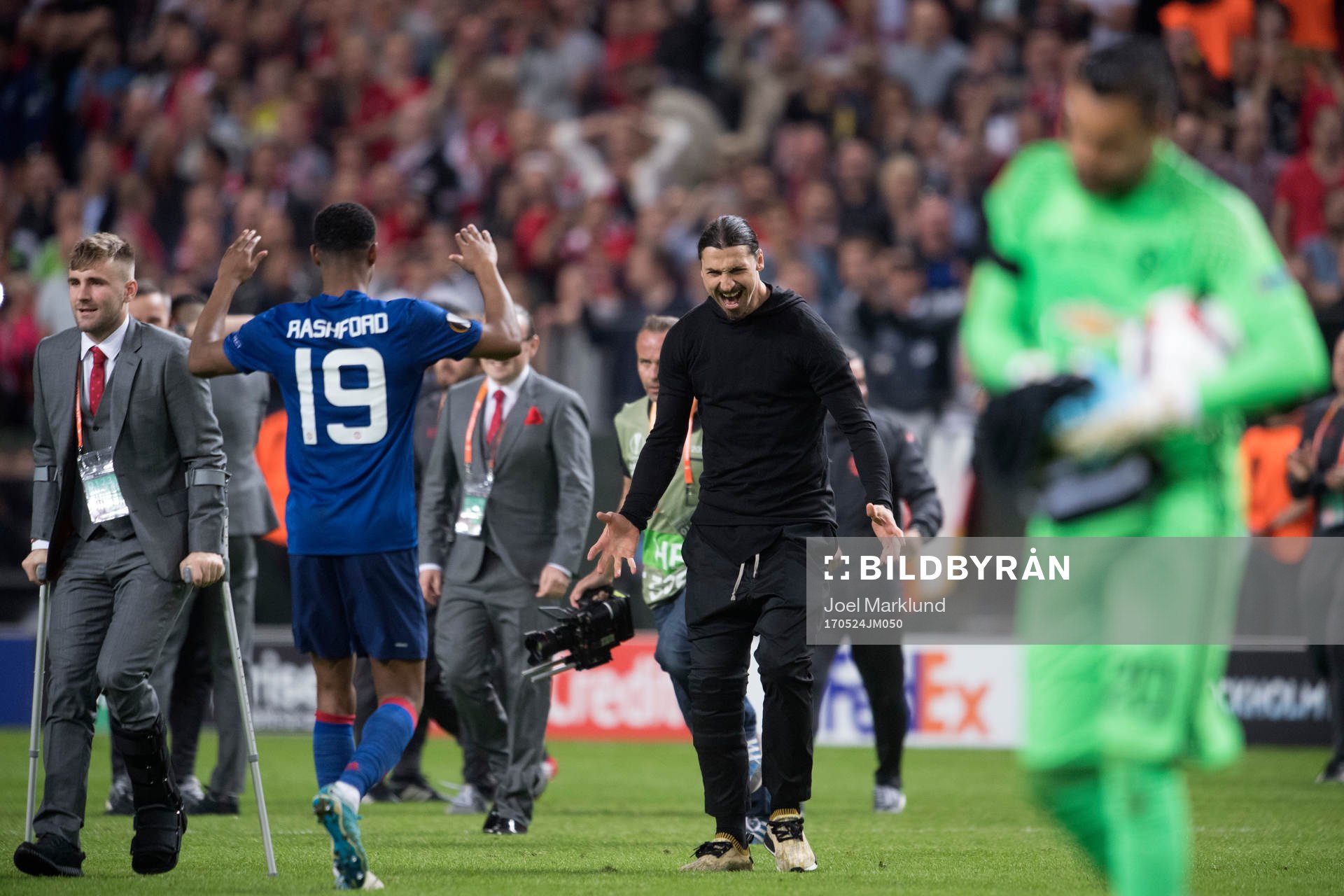 Manchester Uniteds Zlatan Ibrahimovic och Marcus Rashford