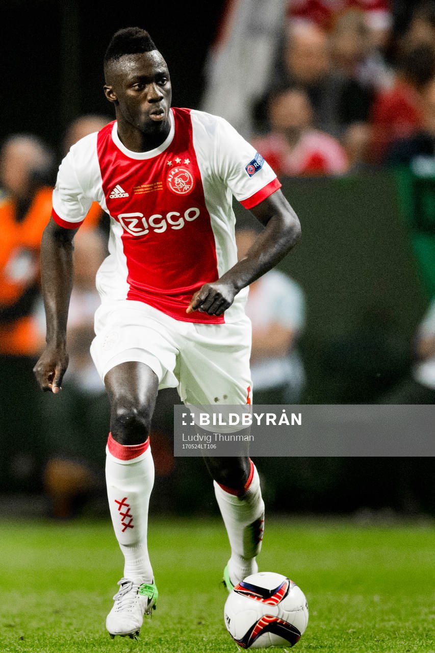 Ajax Davinson Sánchez under finalen i Europa League mellan Ajax och Manchester United den 24 maj 2017 i Stockholm.