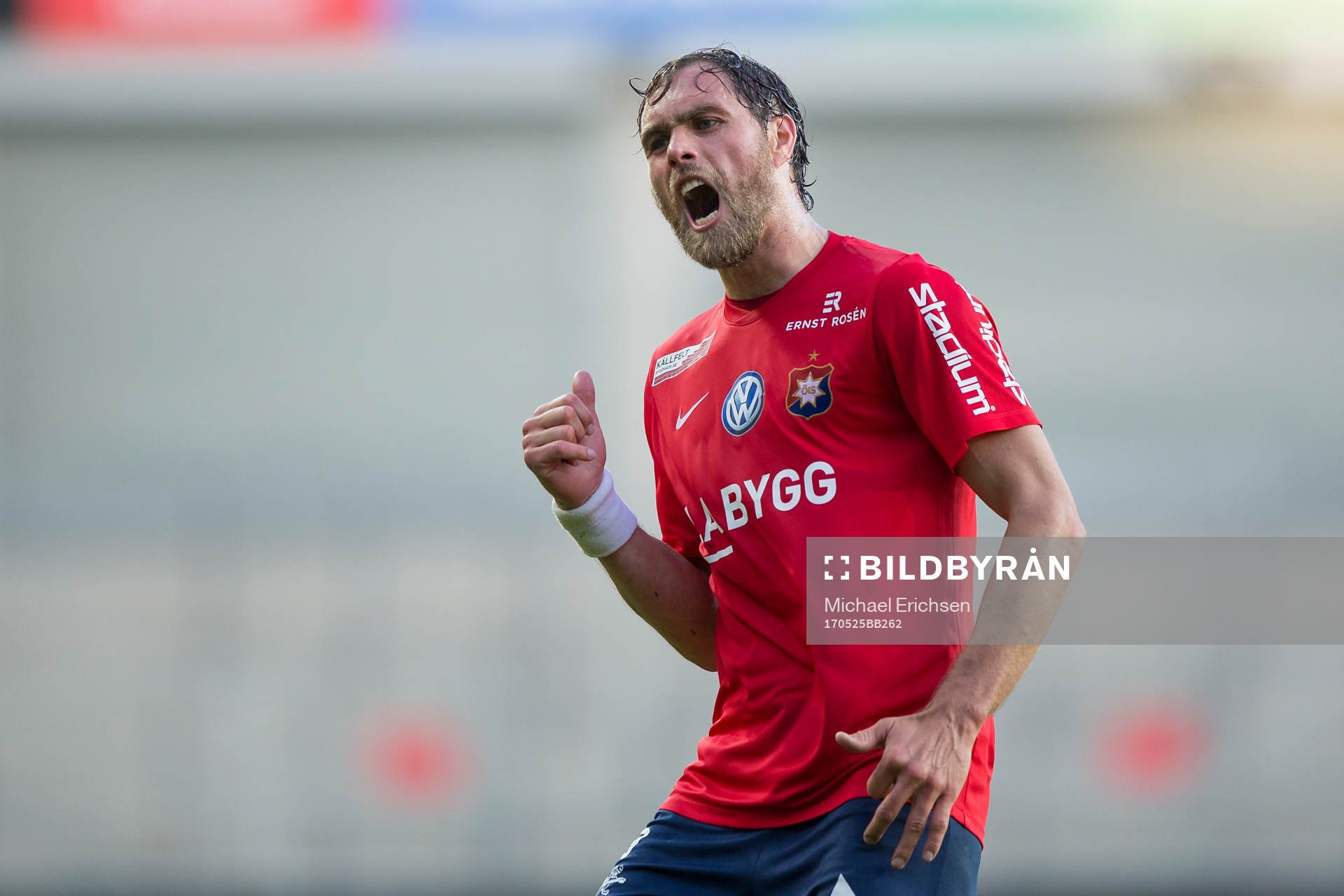 Örgrytes Johan Elmander under fotbollsmatchen i Superettan mellan Örgryte och Värnamo den 25 maj 2017 i Göteborg.