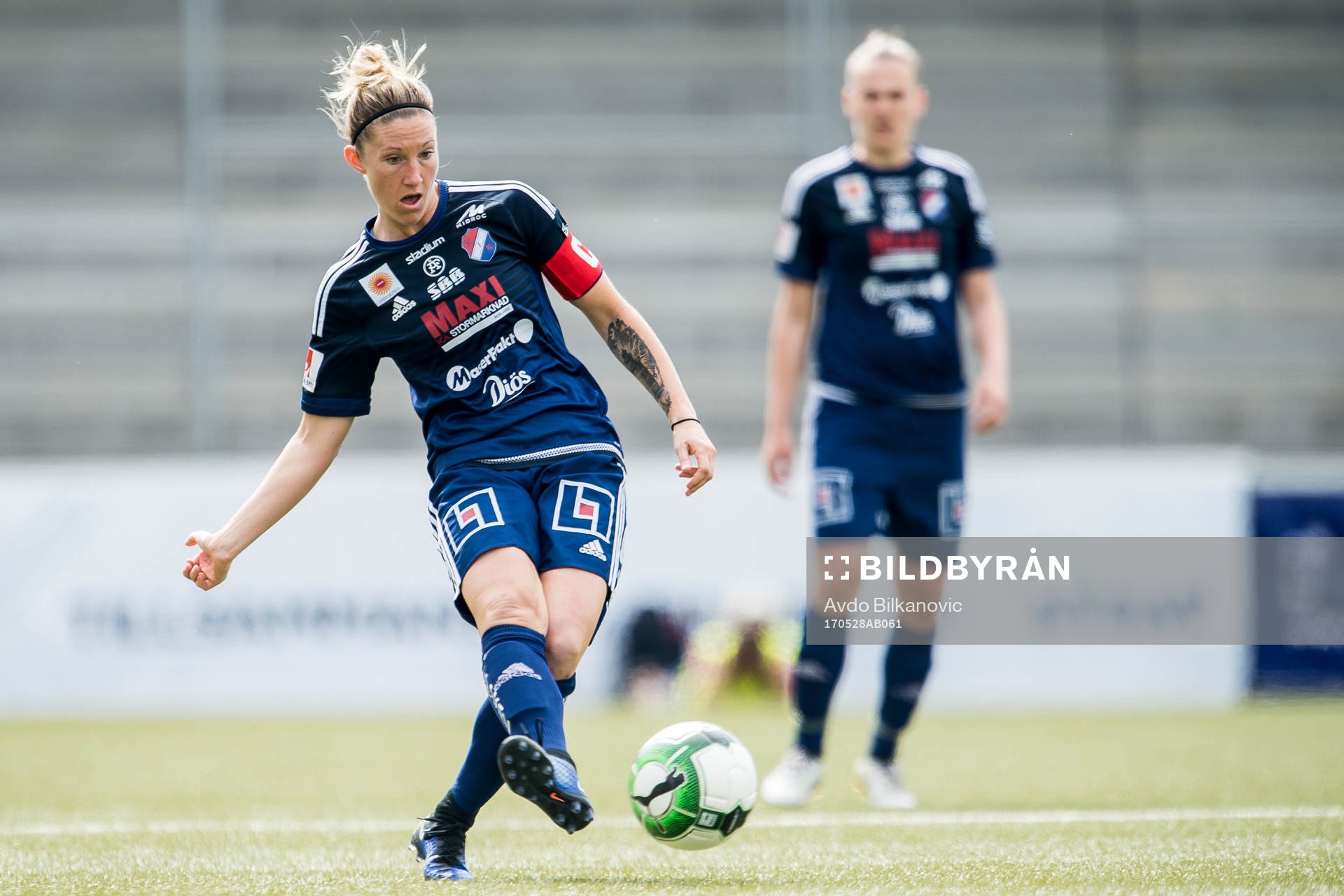 Kvarnsvedens Robyn Decker under Semifinal fotbollsmatchen i Svenska Cupen mellan Rosengård och Kvarnveden den 28 maj 2017 i Malmö.