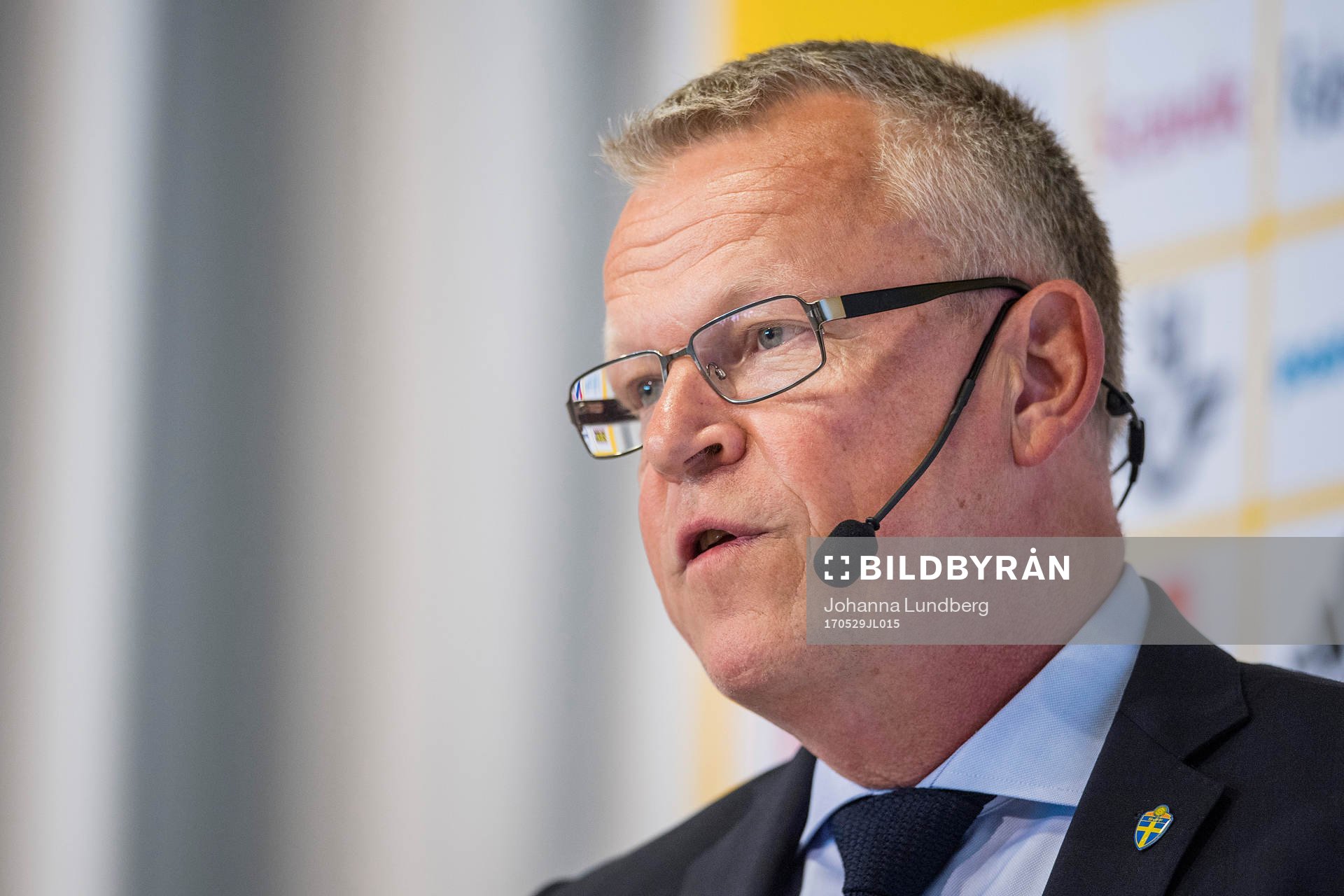 Sveriges förbundskapten Janne Andersson under en presskonferens anordnad av svenska fotbollsförbundet den 29 maj 2017 i Stockholm.