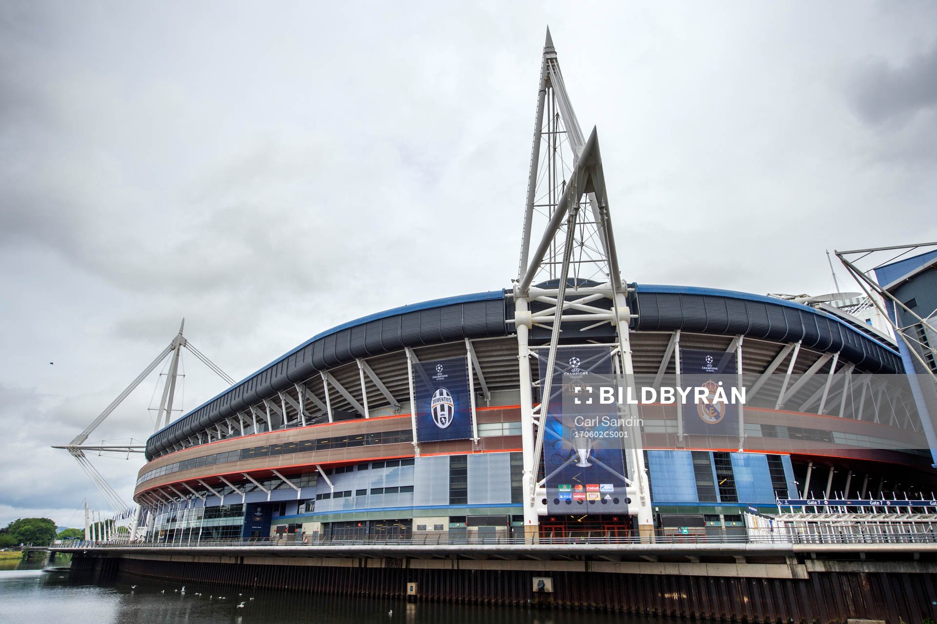 Exteriör av Wales nationalarena innan en träning med