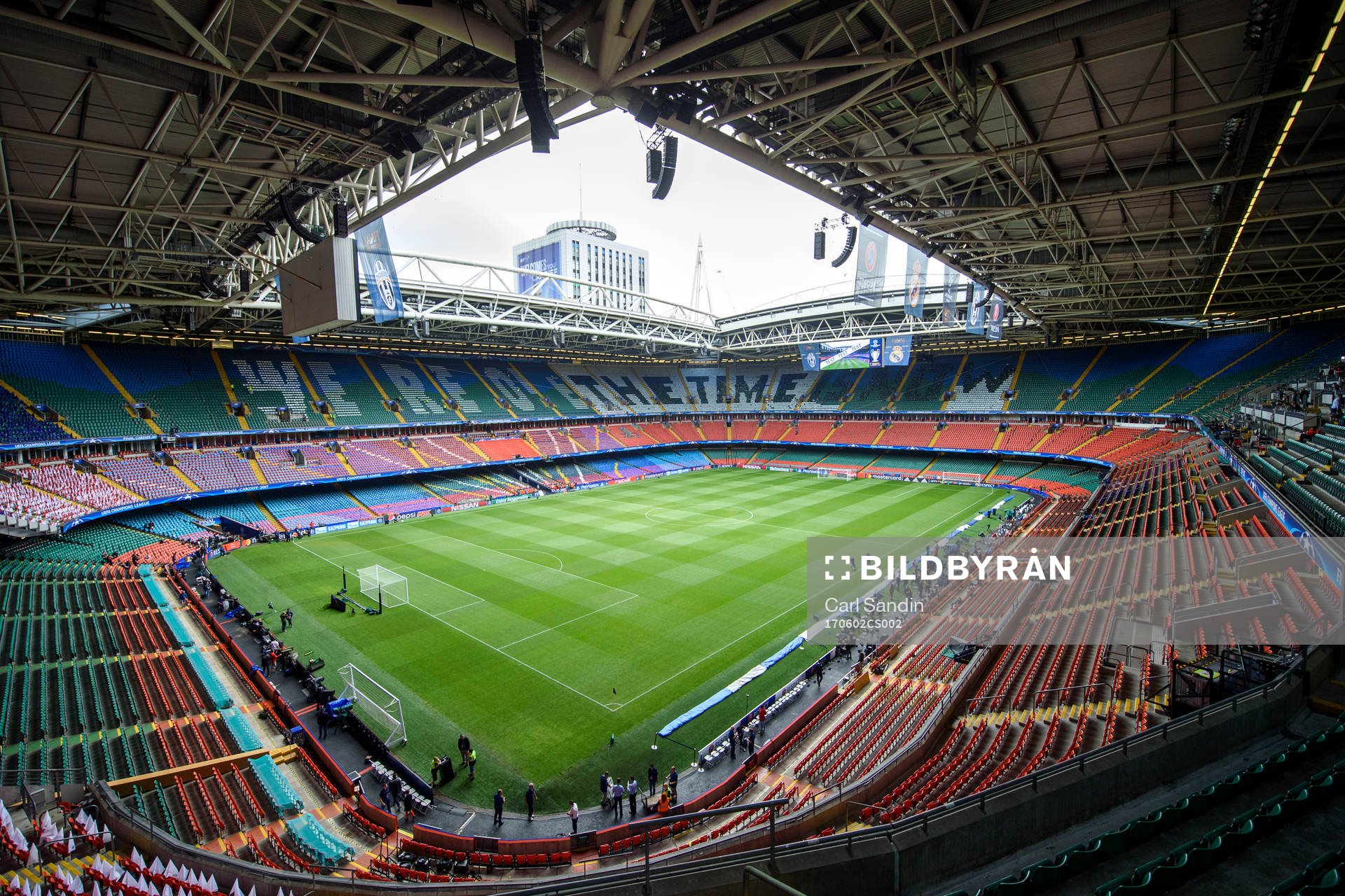 Interiör av Wales nationalarena innan en träning med