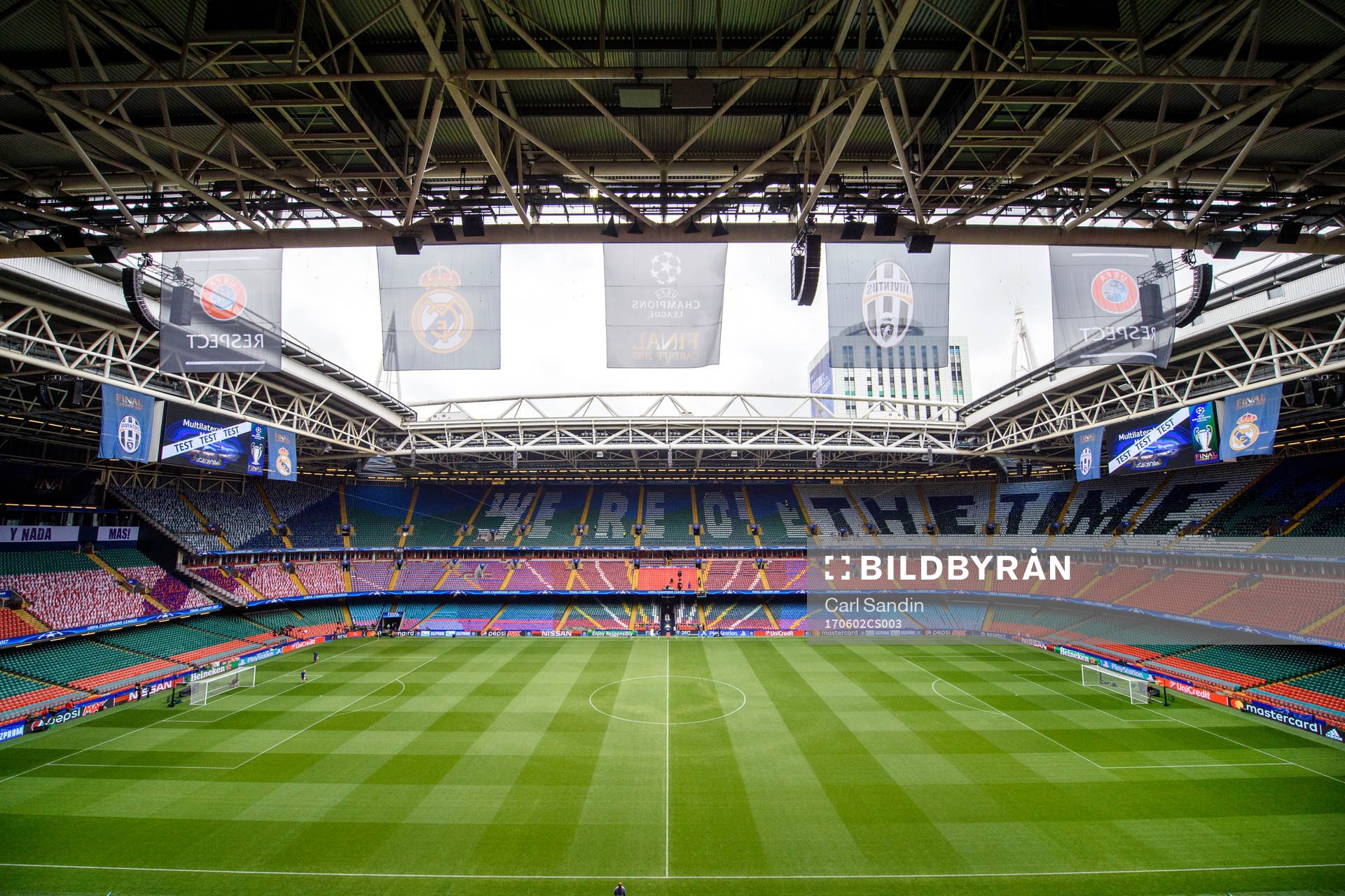 Interiör av Wales nationalarena innan en träning med