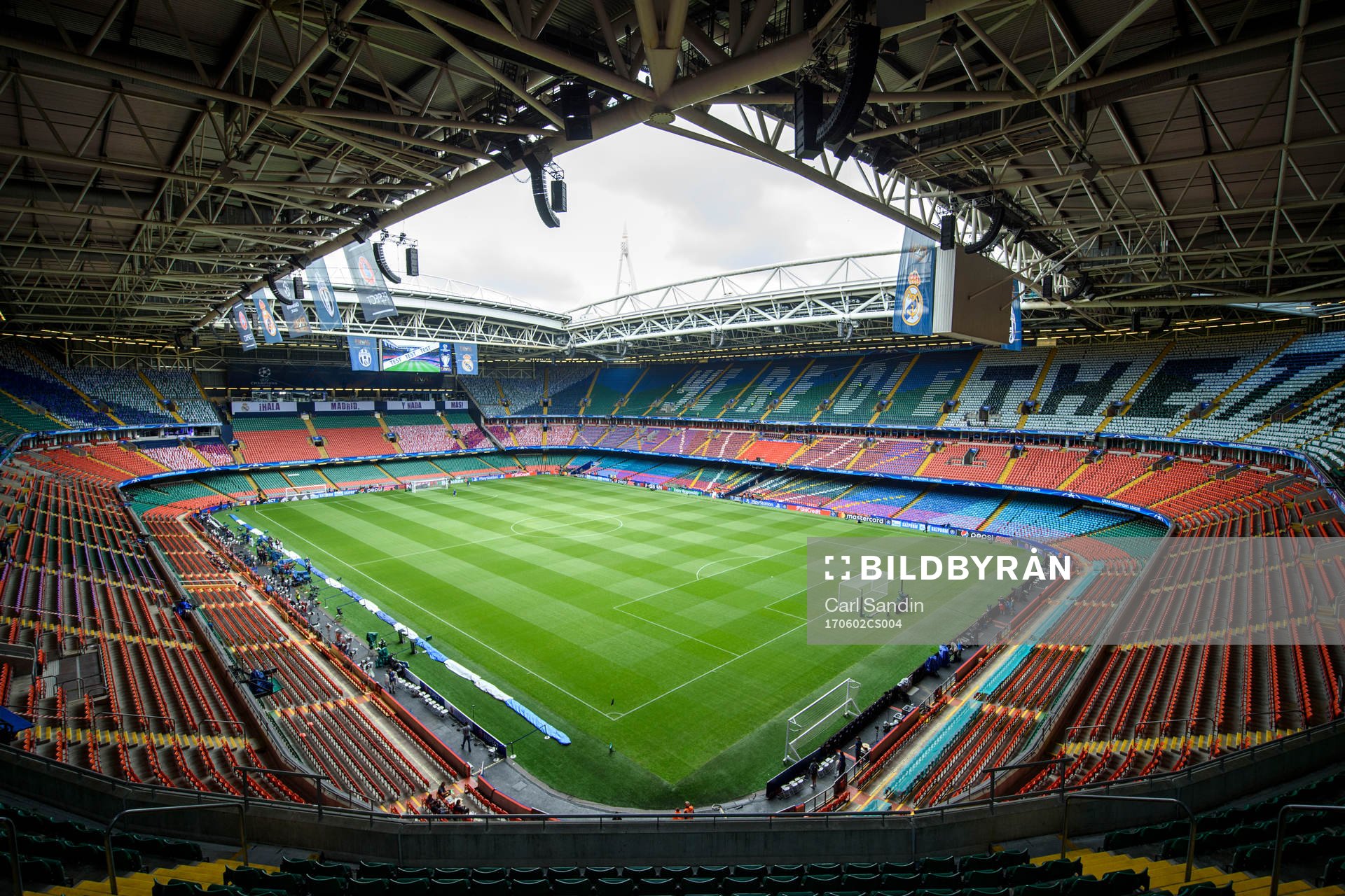 Interiör av Wales nationalarena innan en träning med