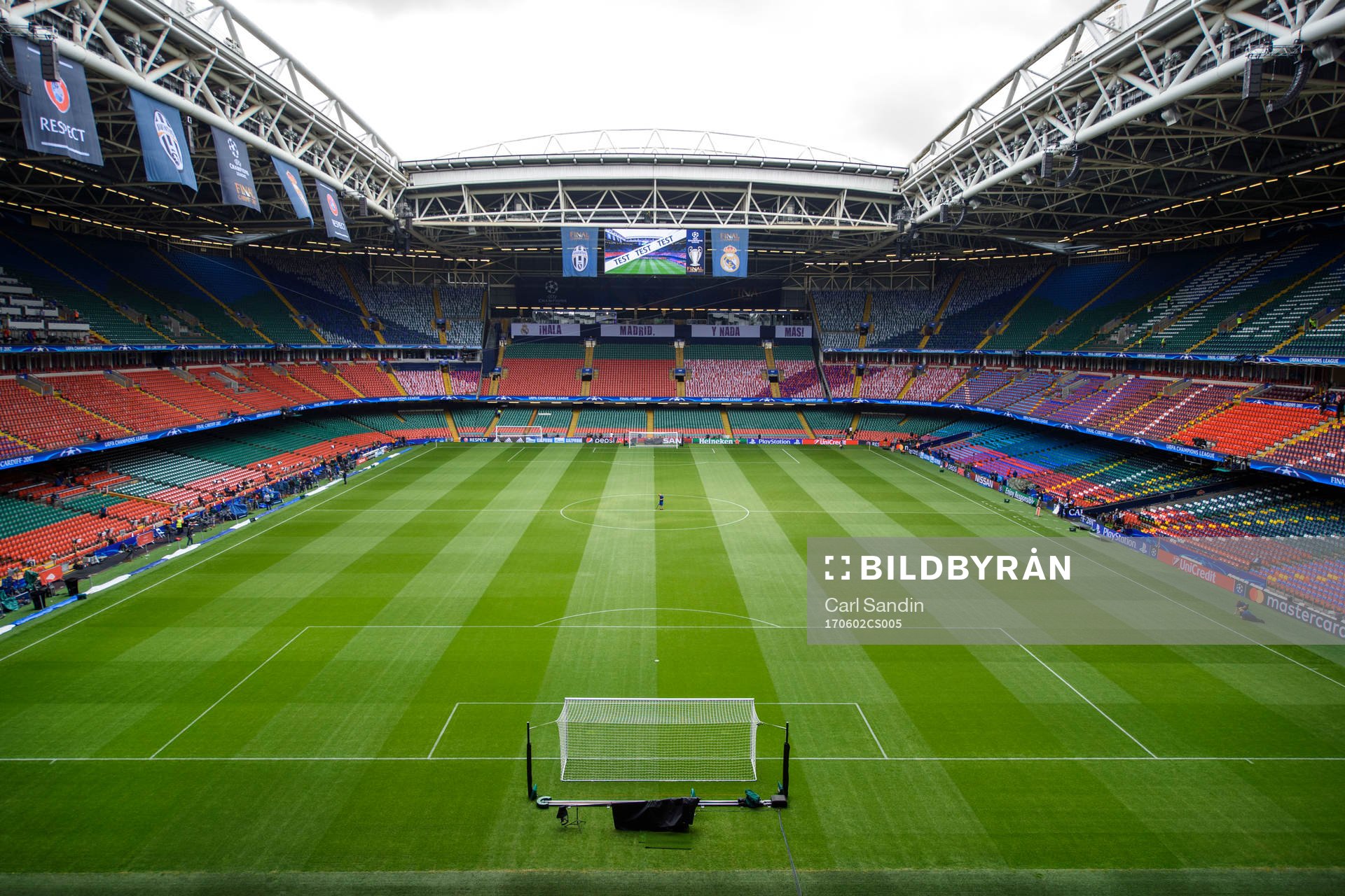 Interiör av Wales nationalarena innan en träning med
