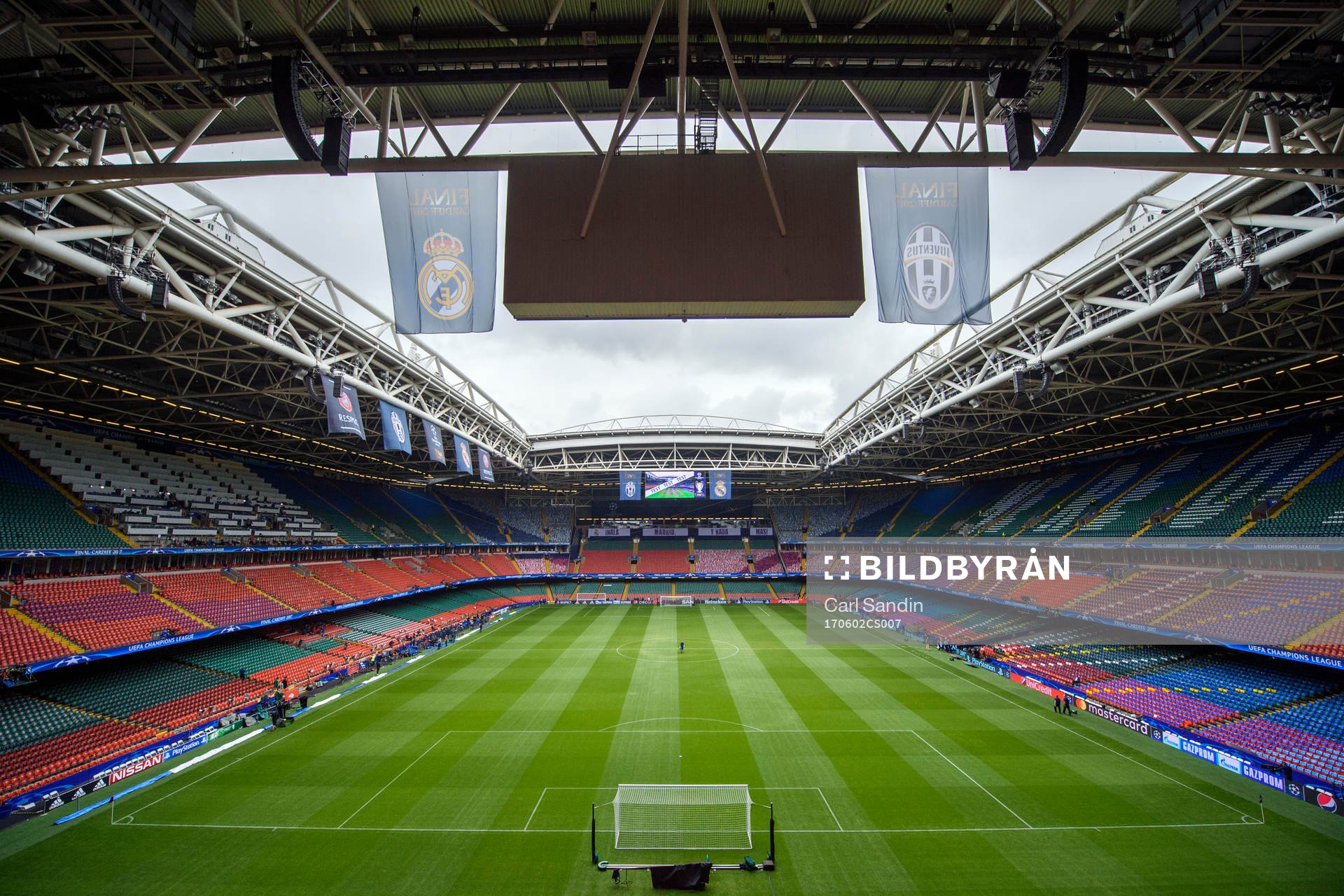 Interiör av Wales nationalarena innan en träning med