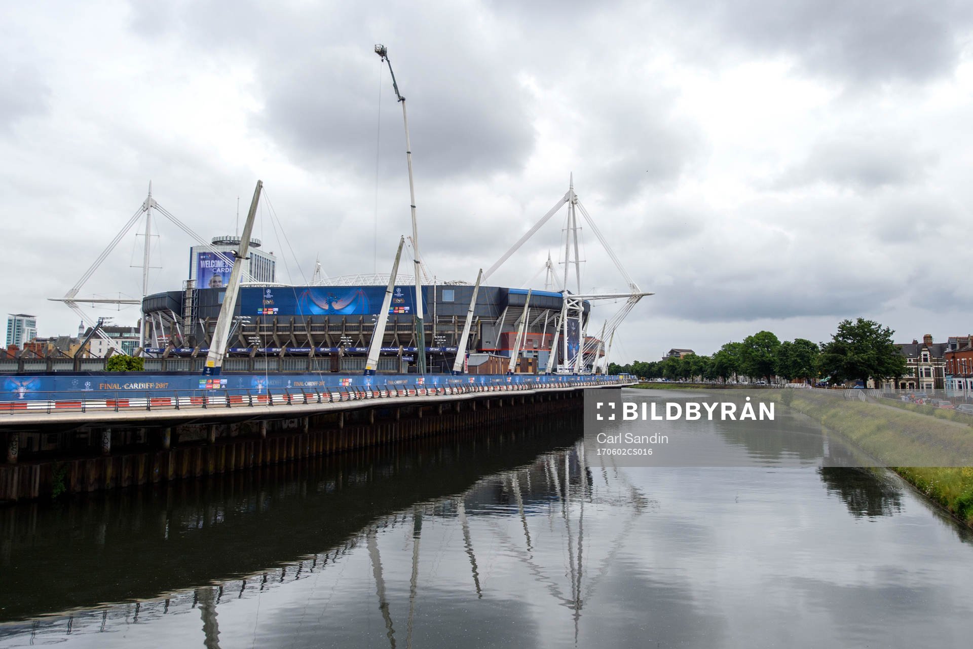 Exteriör av Wales nationalarena innan en träning med