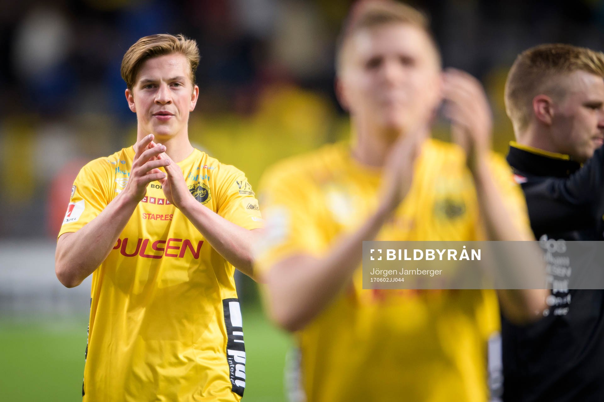 Elfsborgs Simon Olsson jublar efter fotbollsmatchen i Allsvenskan mellan Elfsborg och Häcken den 2 juni 2017 i Borås.