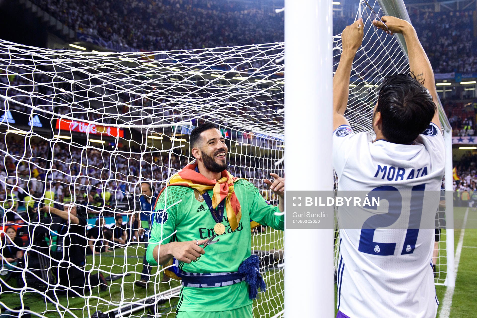Real Madrids målvakt Keylor Navas och  Alvaro Morata