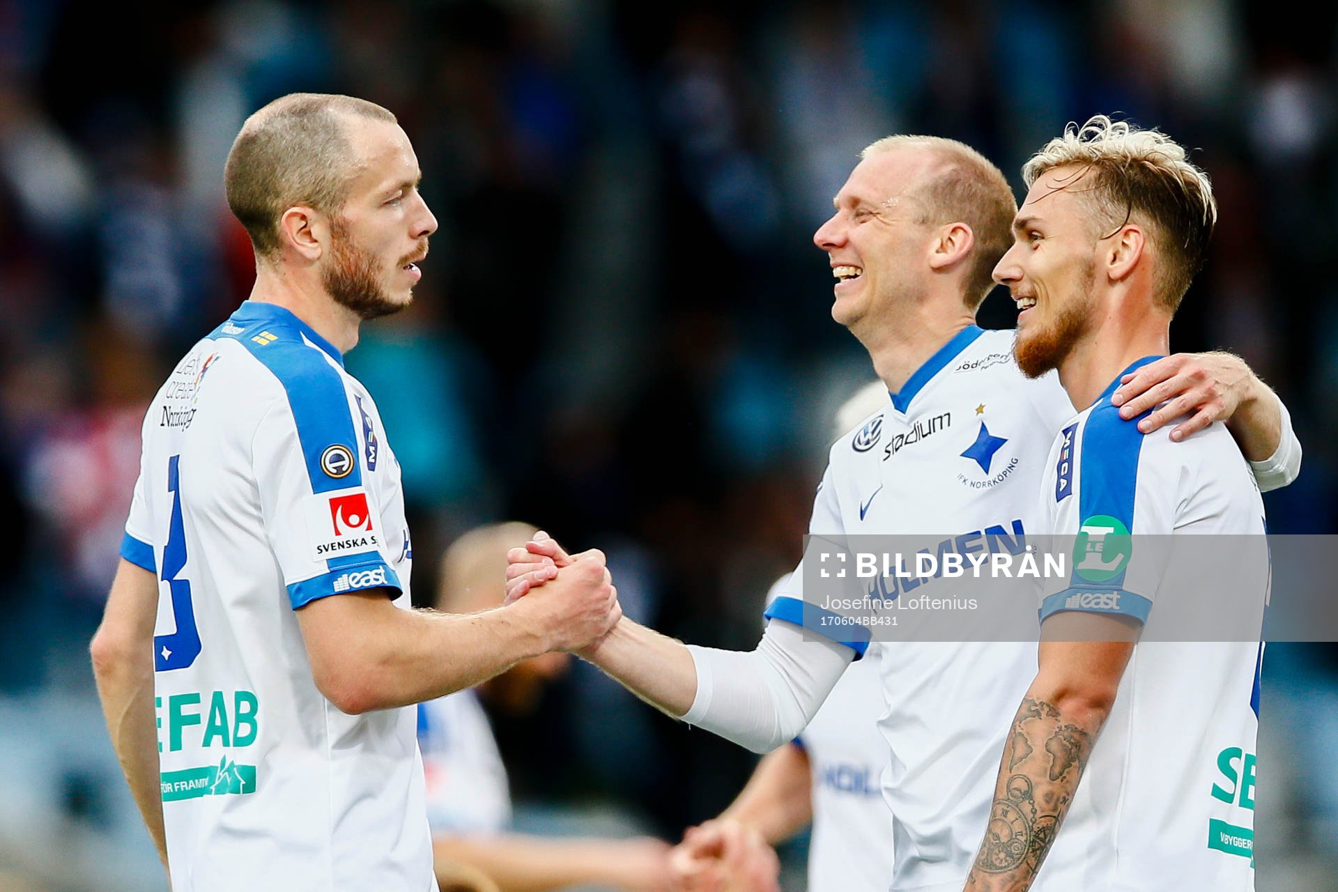 Norrköpings Jon Gudni Fjoluson , Andreas Johansson och