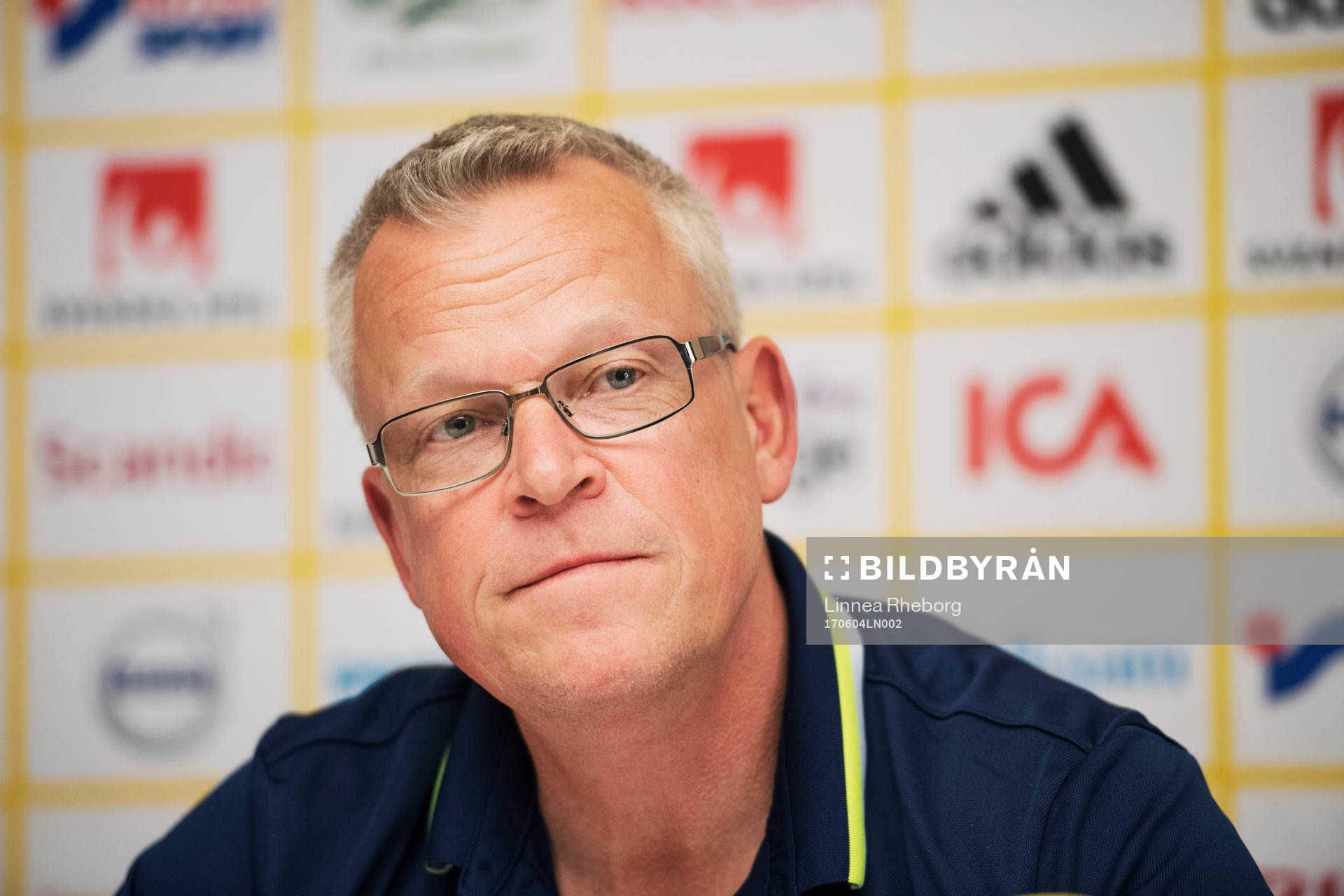 Sveriges förbundskapten Janne Andersson under en presskonferens anordnad av Svenska Fotbollsförbundet den 4 juni 2017 i Stockholm.