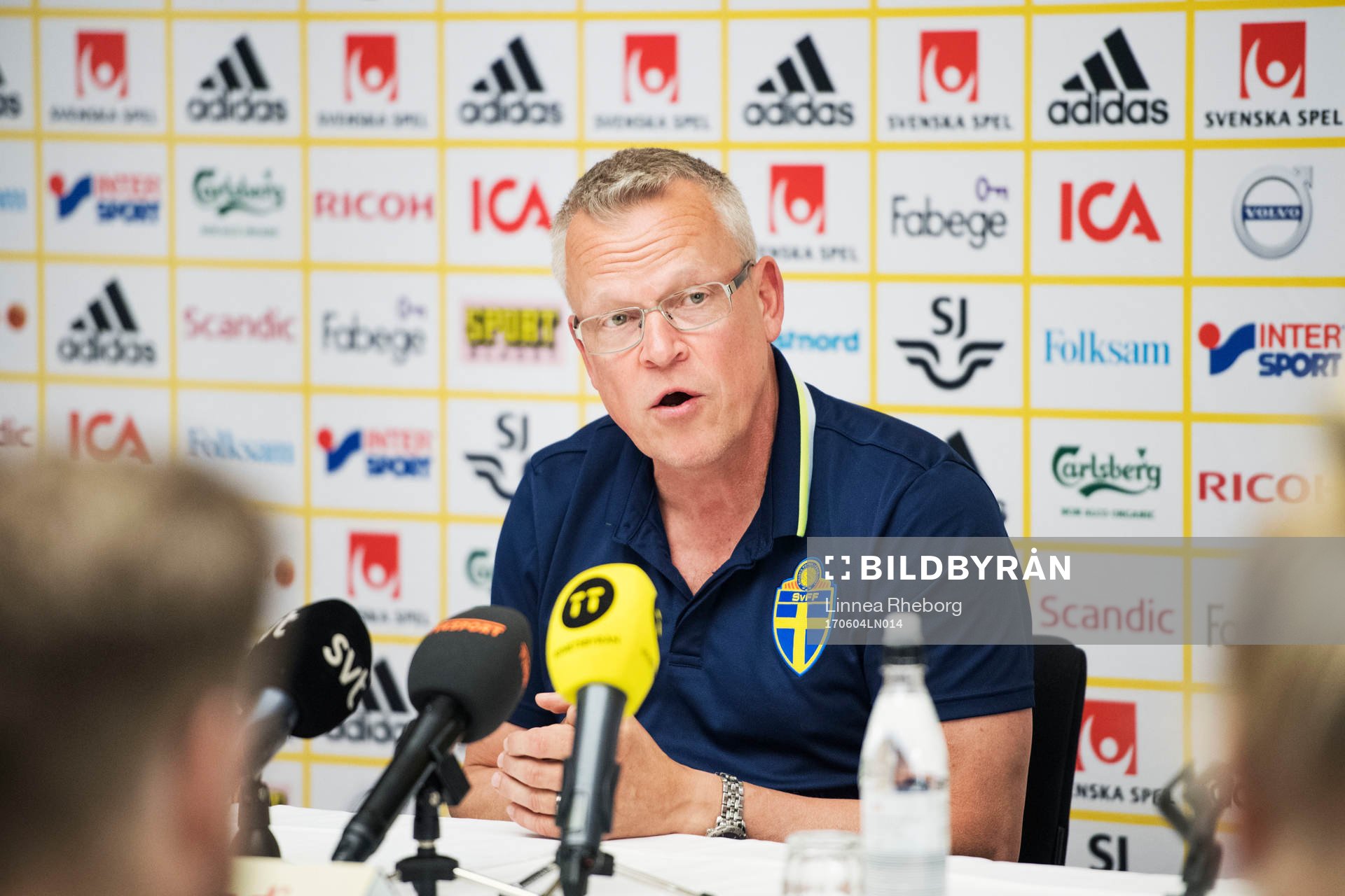Sveriges förbundskapten Janne Andersson under en presskonferens anordnad av Svenska Fotbollsförbundet den 4 juni 2017 i Stockholm.