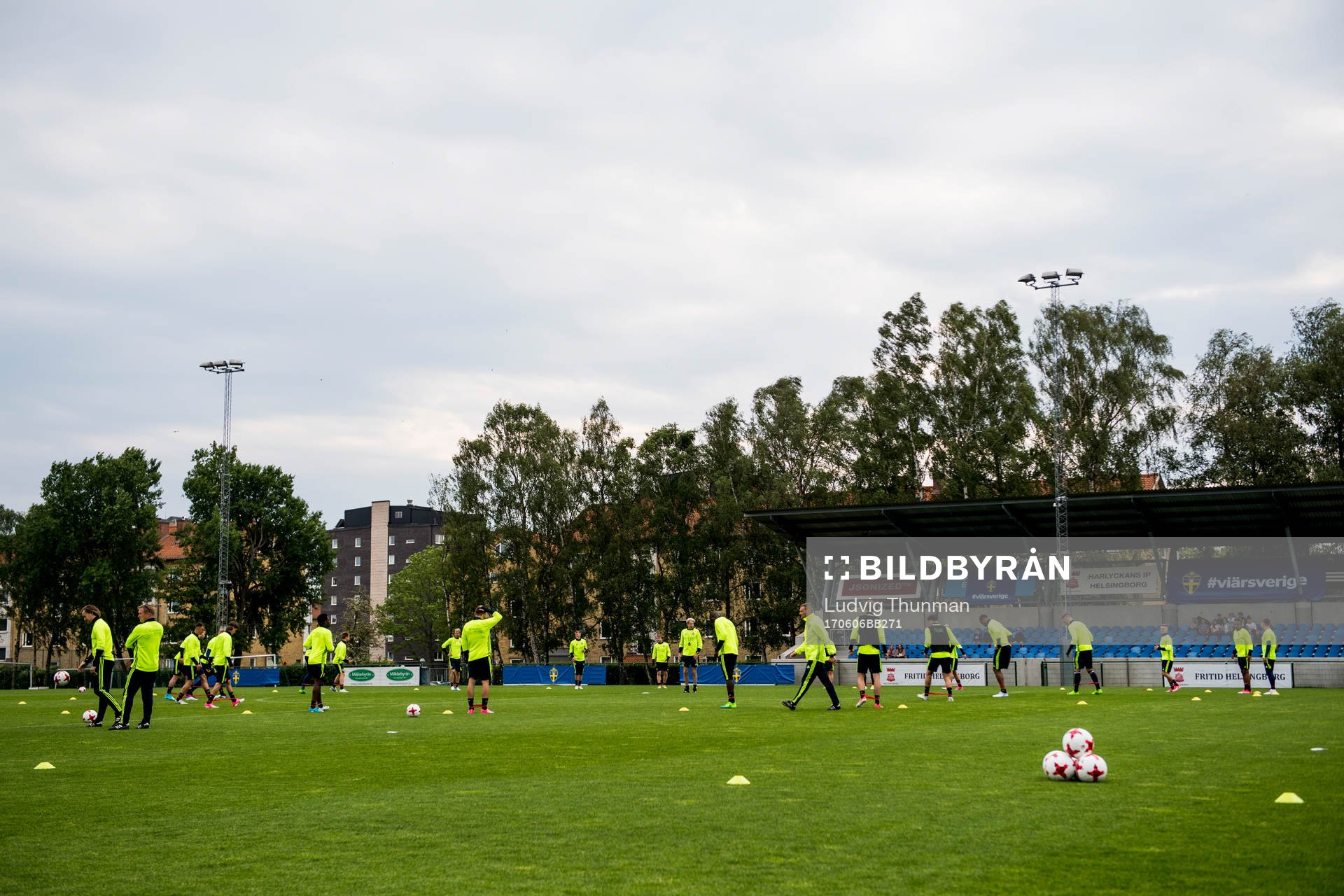 Översiktsbild över en träning med U21-landslaget i