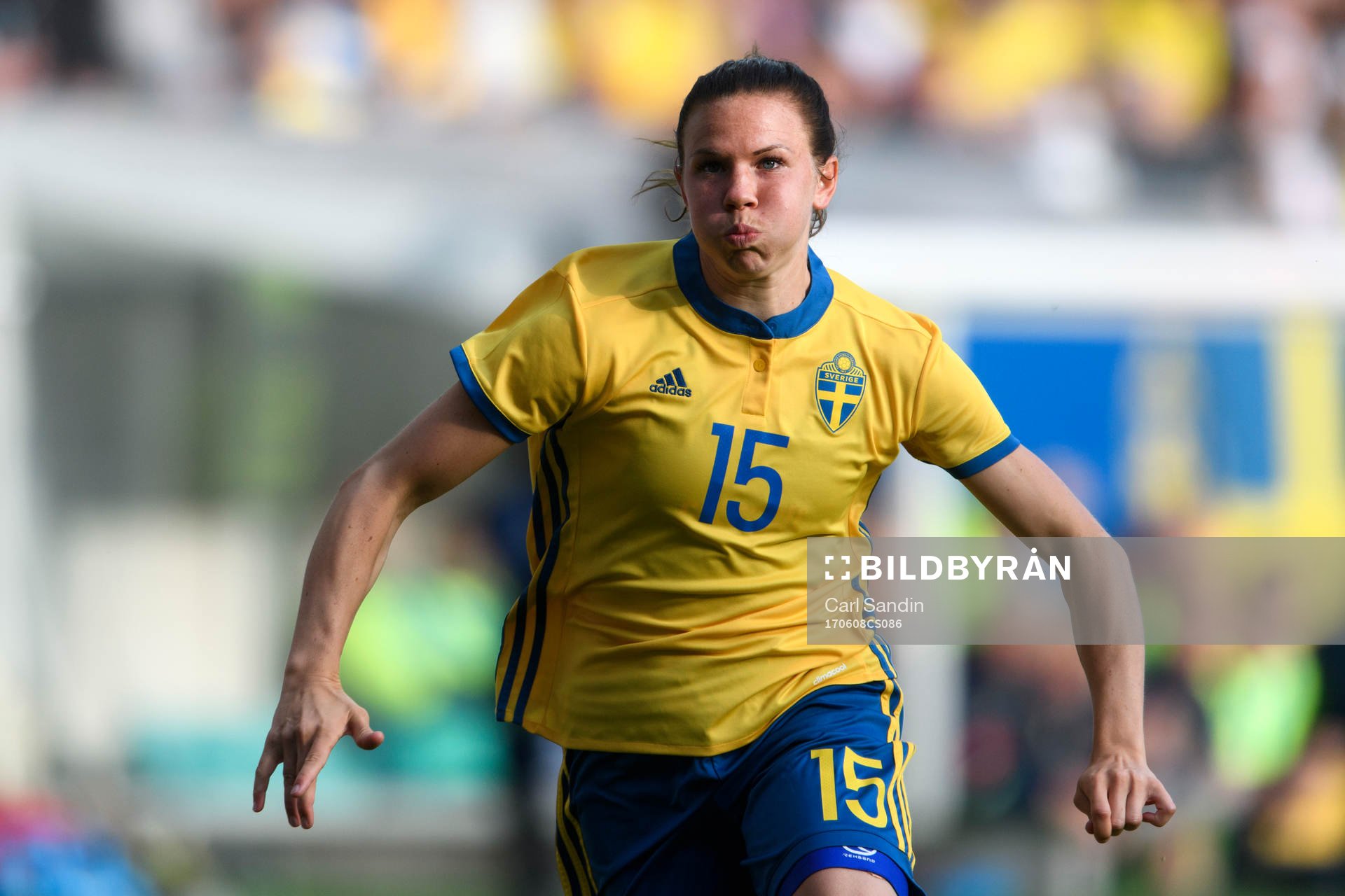 Sveriges Jessica Samuelsson under träningslandskampen i fotboll mellan Sverige och USA den 8 juni 2017 i Göteborg.