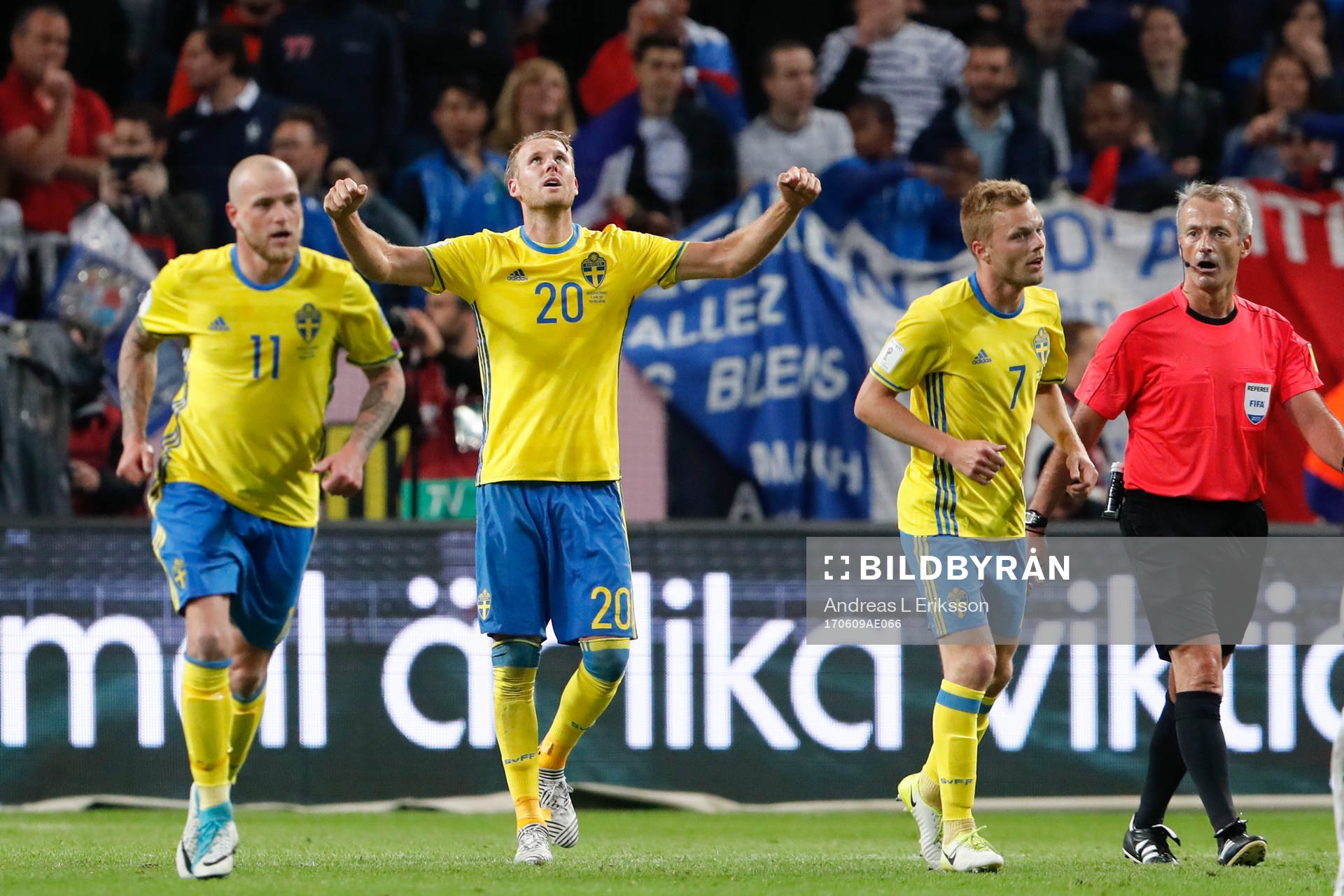 Sveriges John Guidetti, Ola Toivonen och Sebastian Larsson