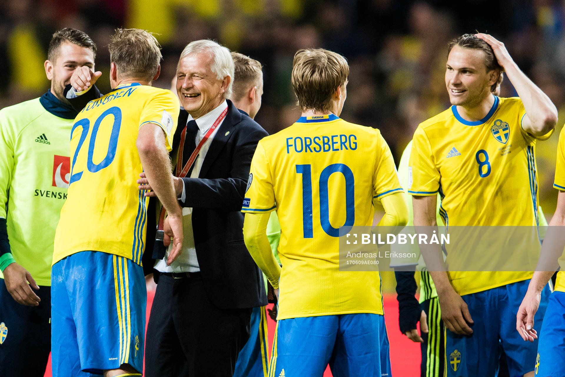 Sveriges Ola Toivonen, landslagschef Lars Richt, Emil