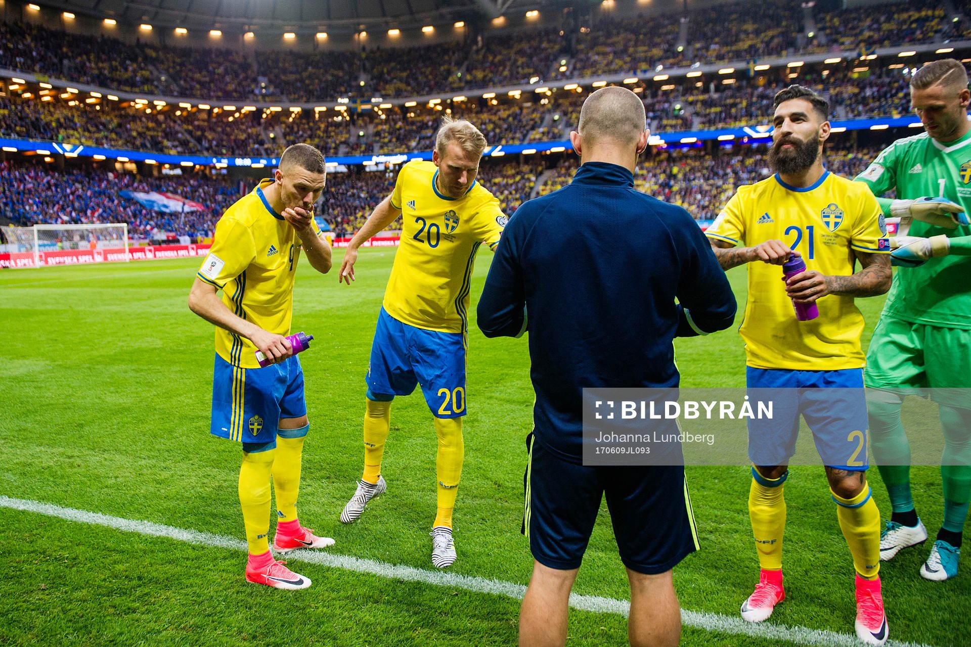 Sveriges Marcus Berg, Ola Toivonen och Jimmy Durmaz