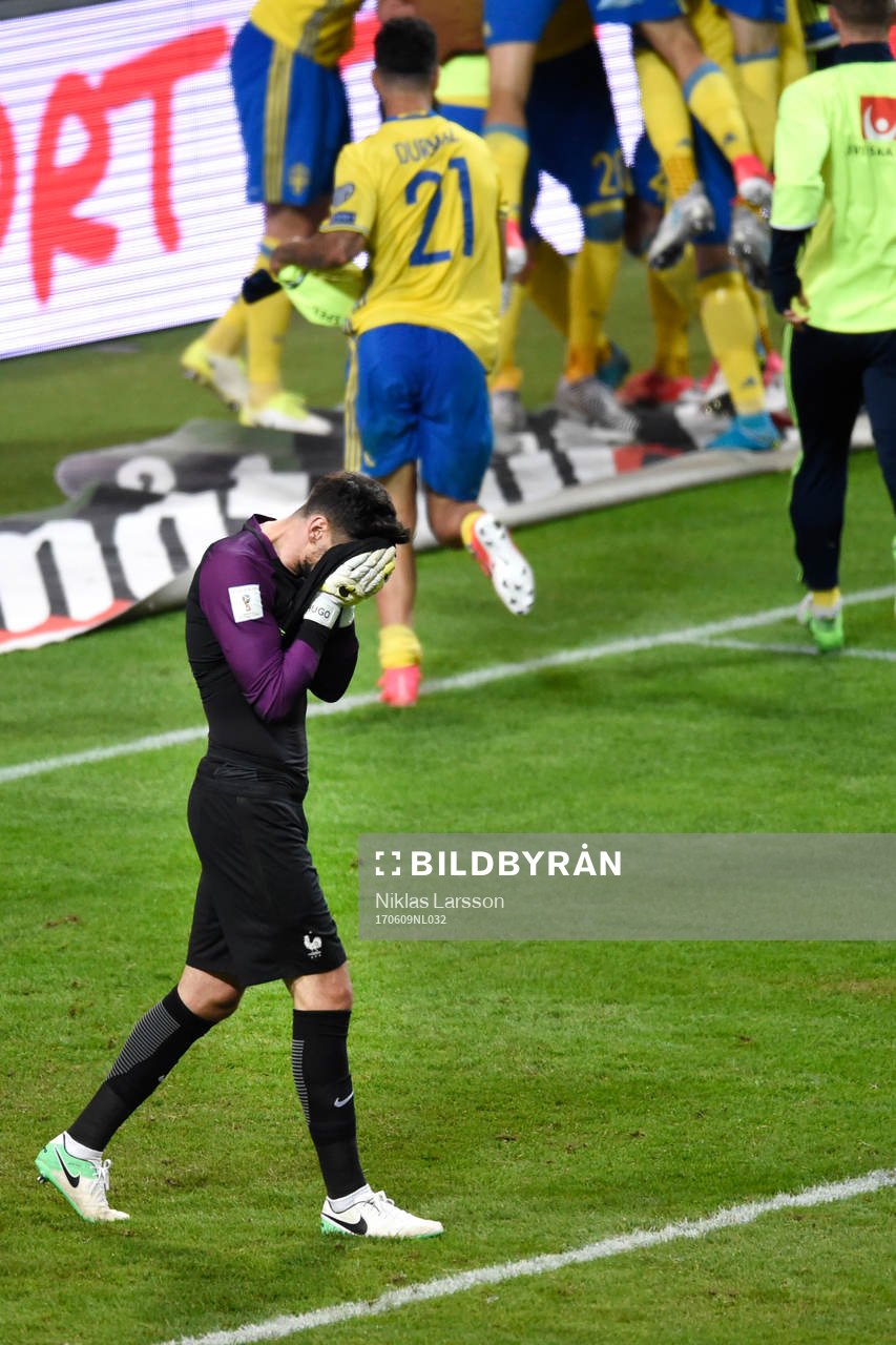 Frankrikes målvakt Hugo Lloris deppar