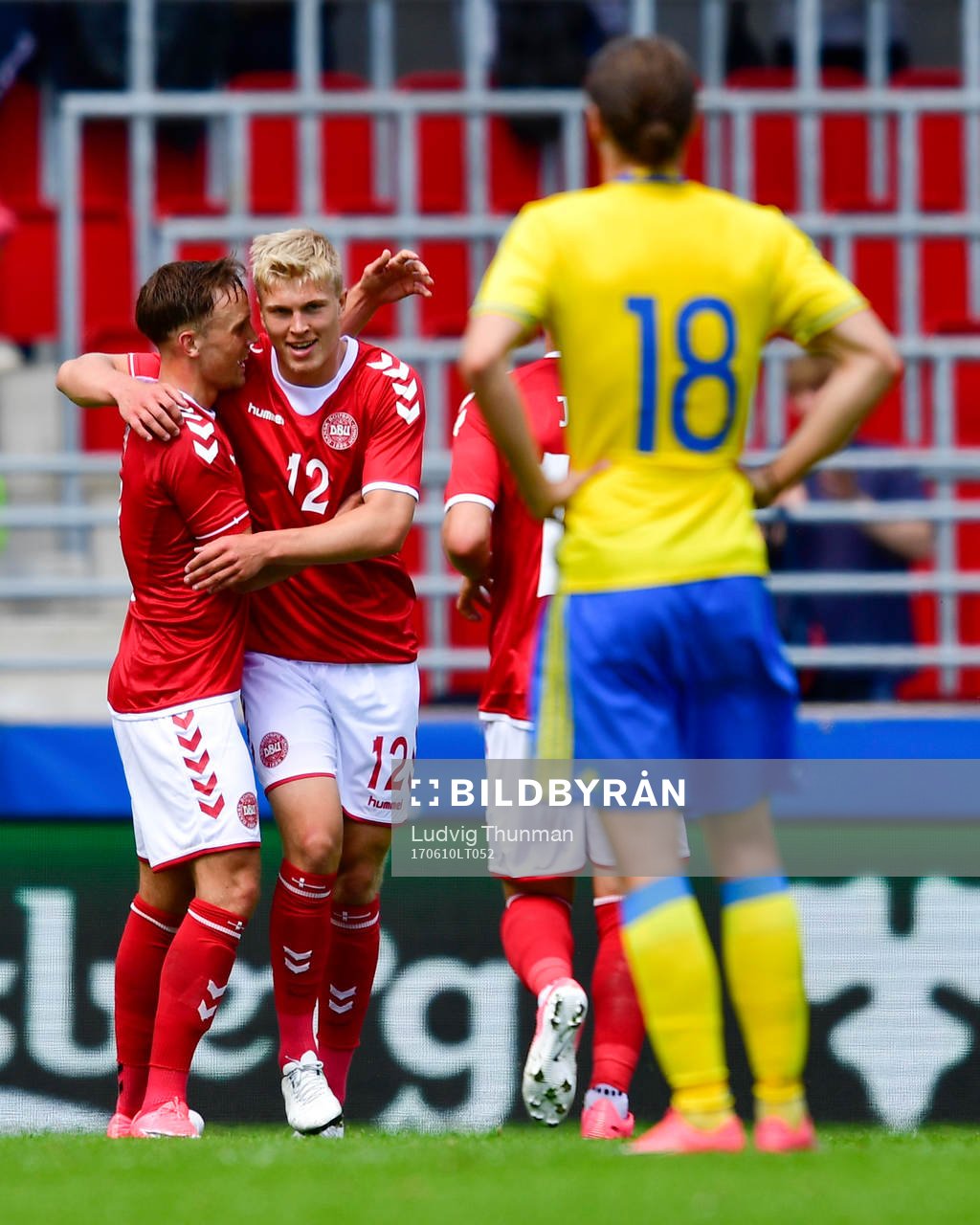 Danmarks Lasse Vigen Christensen jublar med målskytten