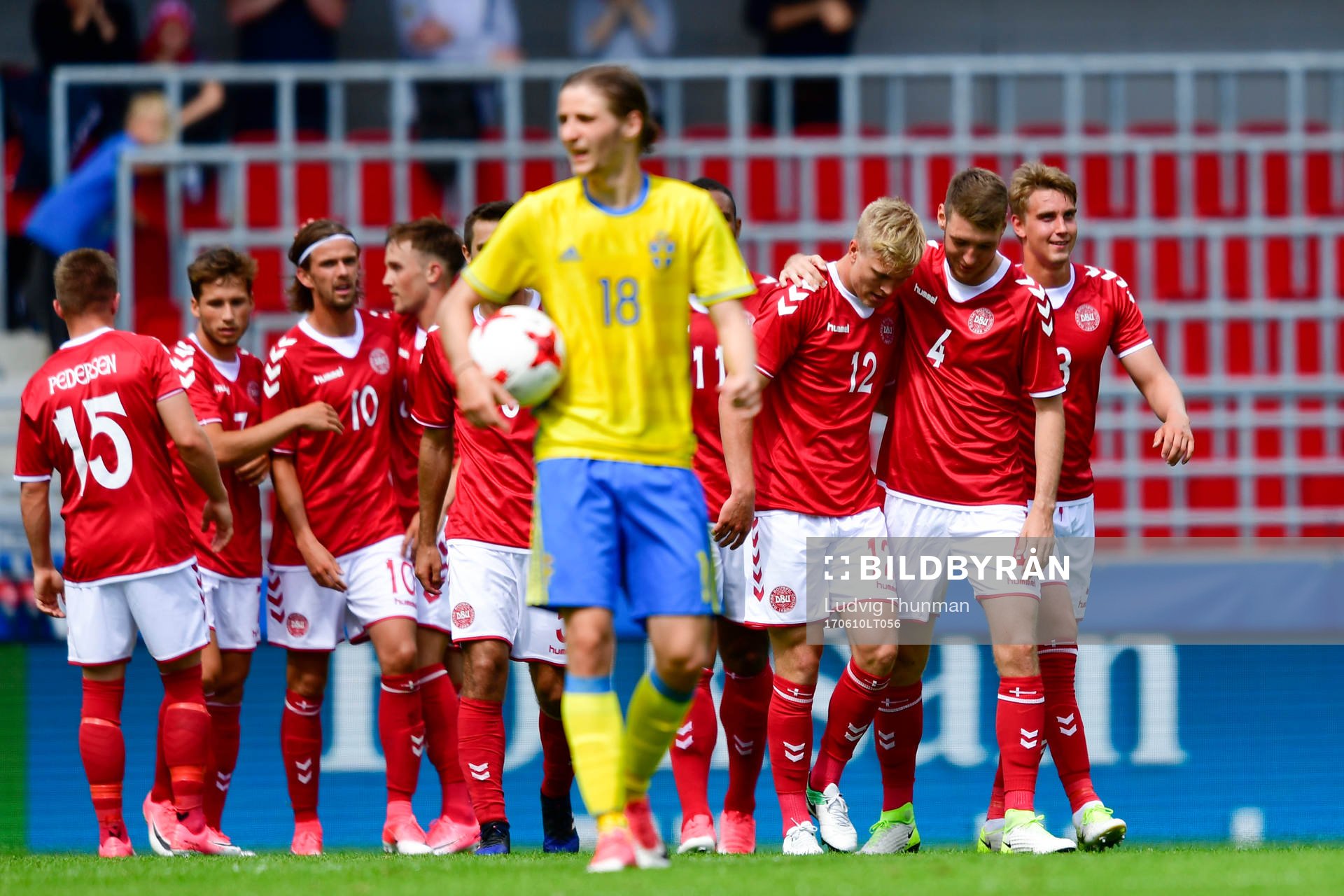 Danmarks Rasmus Nissen Kristensen gjorde 0-1-målet och