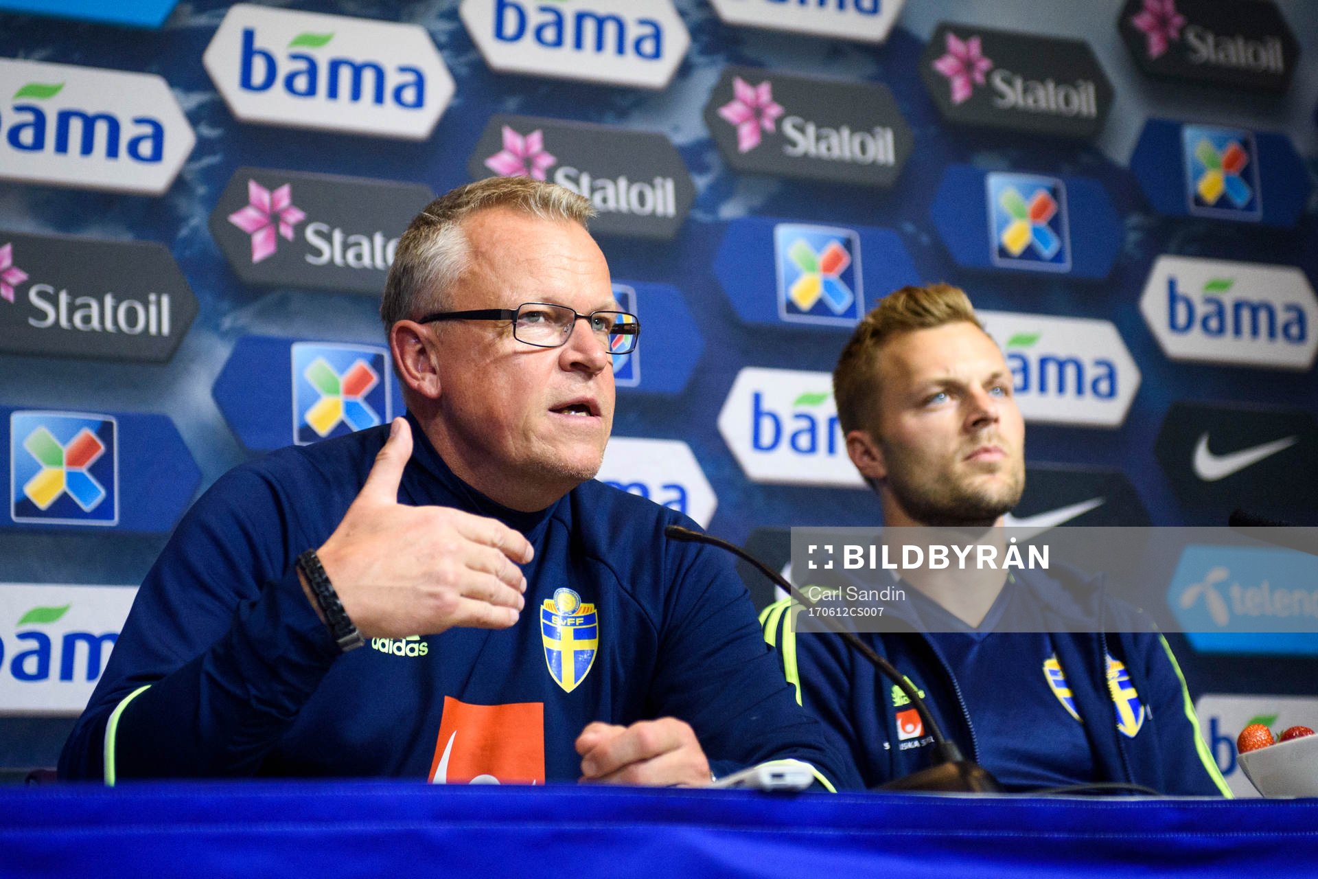 Sveriges förbundskapten Janne Andersson och Sebastian