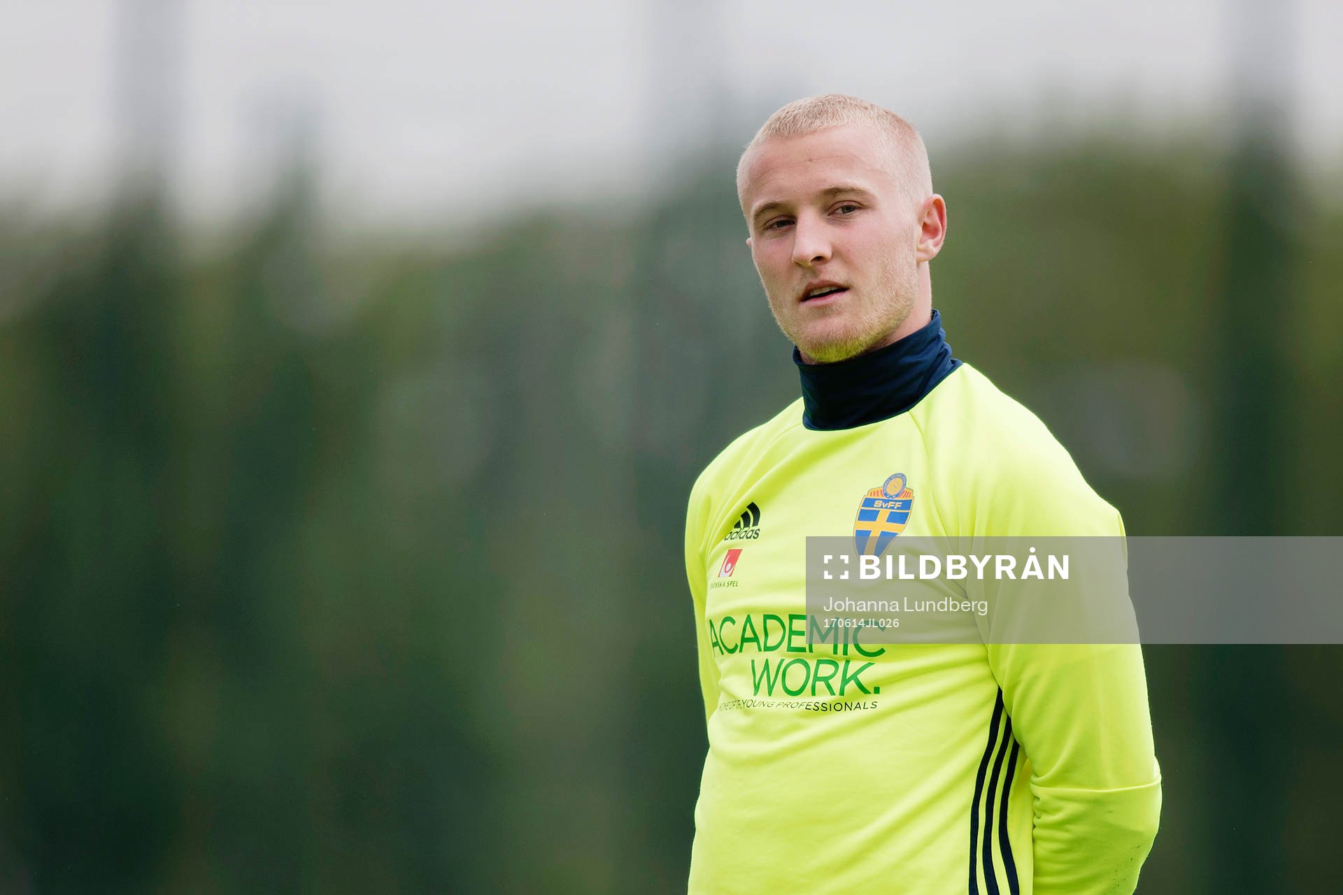 Franz Brorsson under en träning med det svenska U21-landslaget den 14 juni 2017 i Lublin.