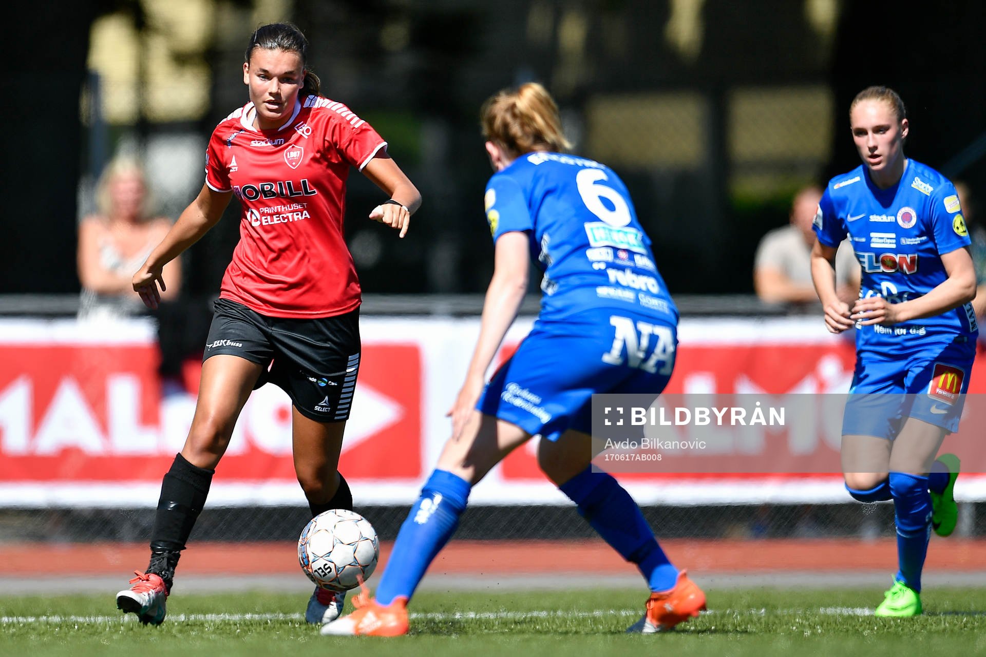LB07s Anna Welin under fotbollsmatchen i Damallsvenskan mellan LB07 och Örebro den 17 juni 2017 i Malmö.