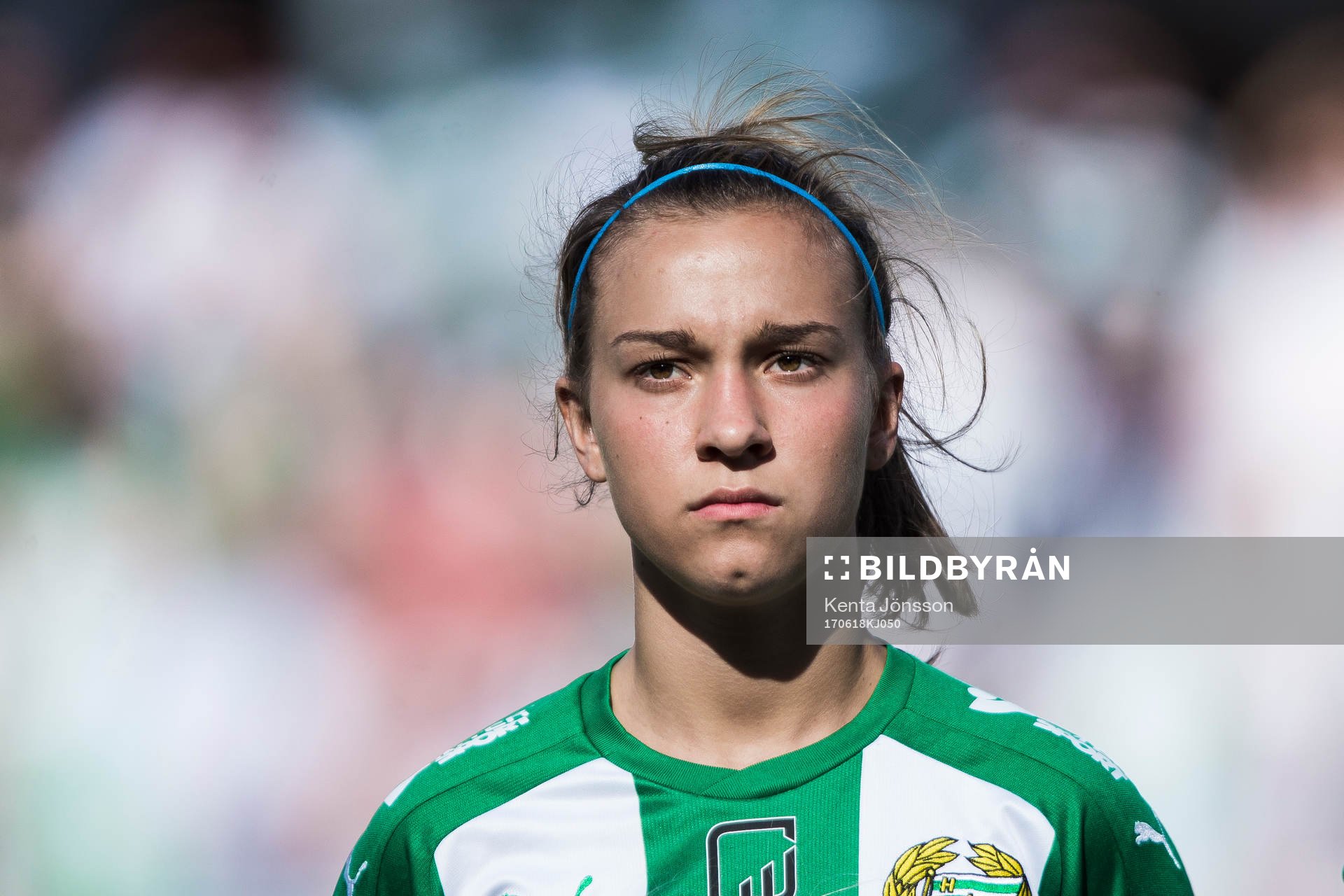 Hammarbys Julia Zigiotti Olme innan fotbollsmatchen i