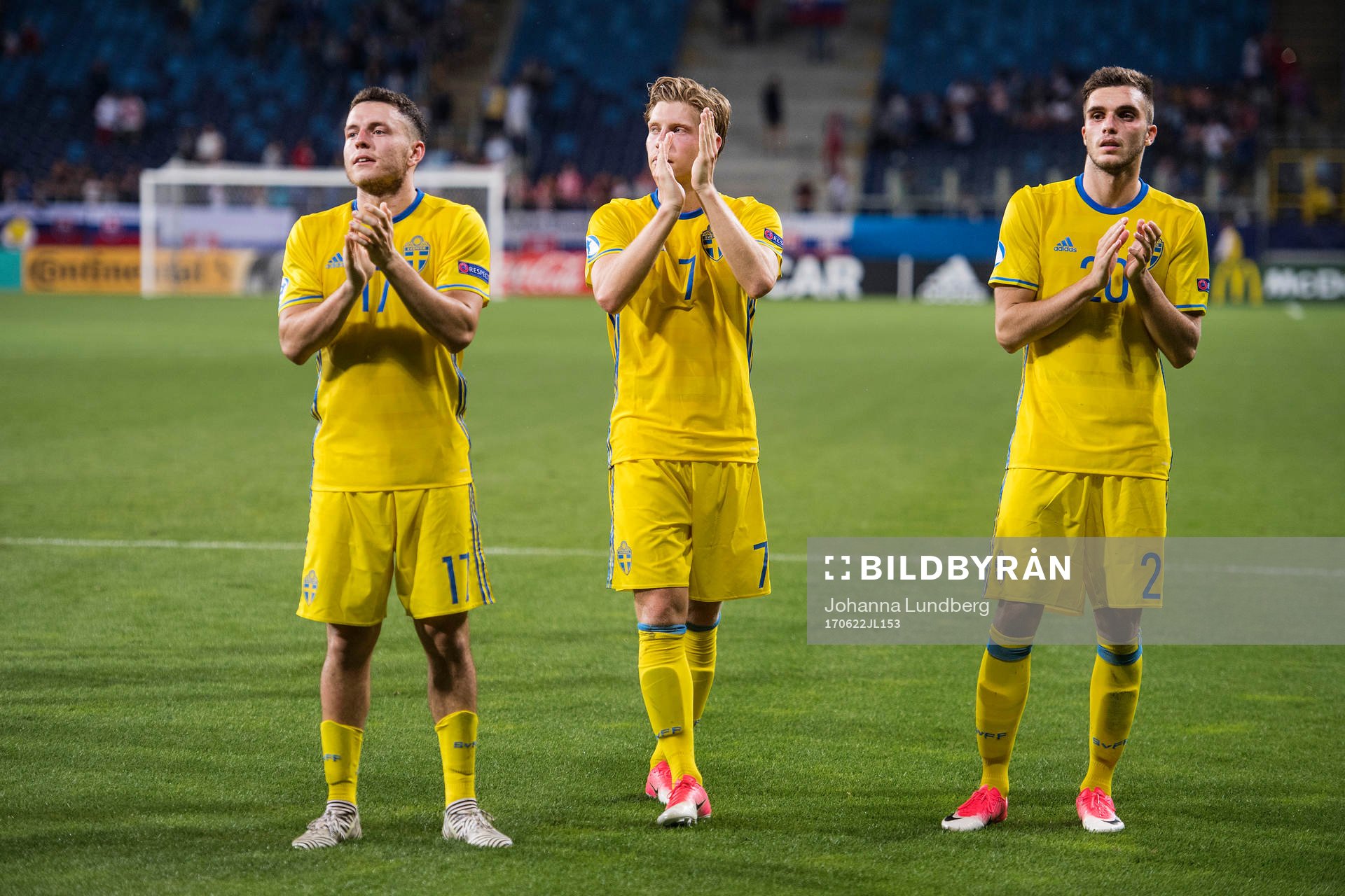 Sveriges Kerim Mrabti, Alexander Fransson och Egzon Binaku