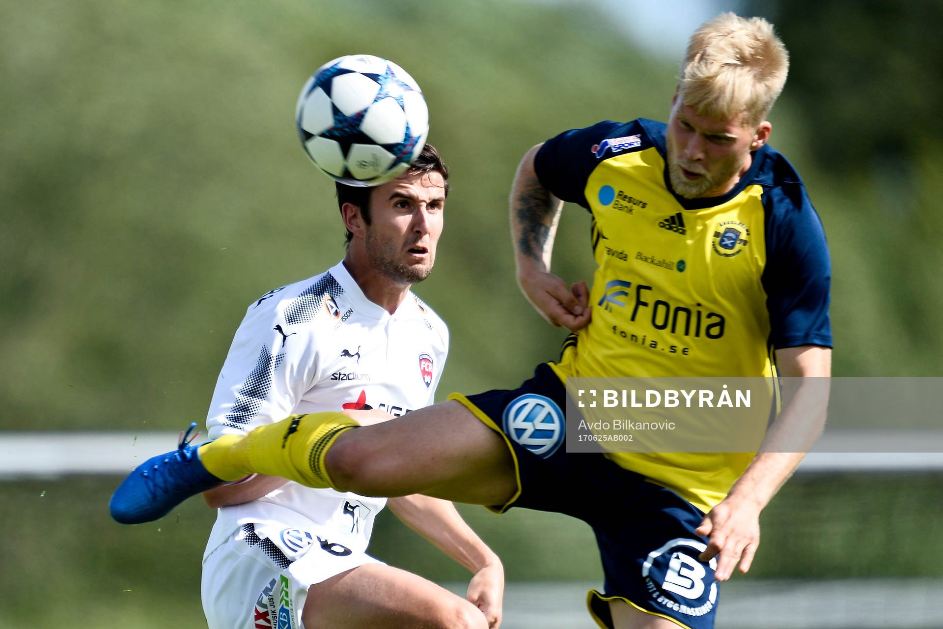 Rosengårds Philip Cascalheira under fotbollsmatchen i Division 1 Södra mellan Ängelholm och Rosengård den 25 juni 2017 i Ängelholm.