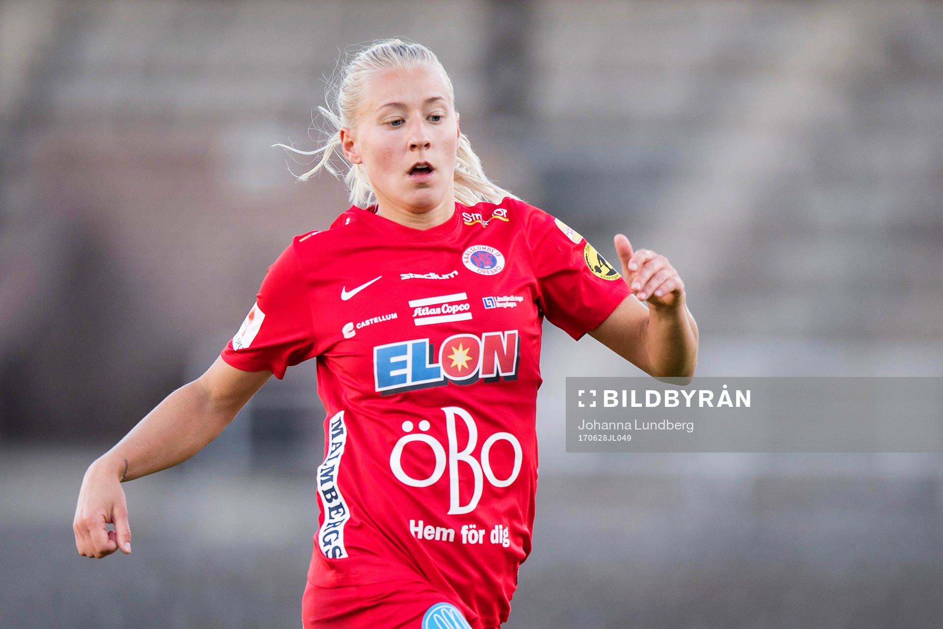 Örebros Julia Spetsmark under fotbollsmatchen i Damallsvenskan mellan Djurgården och Örebro den 28 juni 2017 i Stockholm.