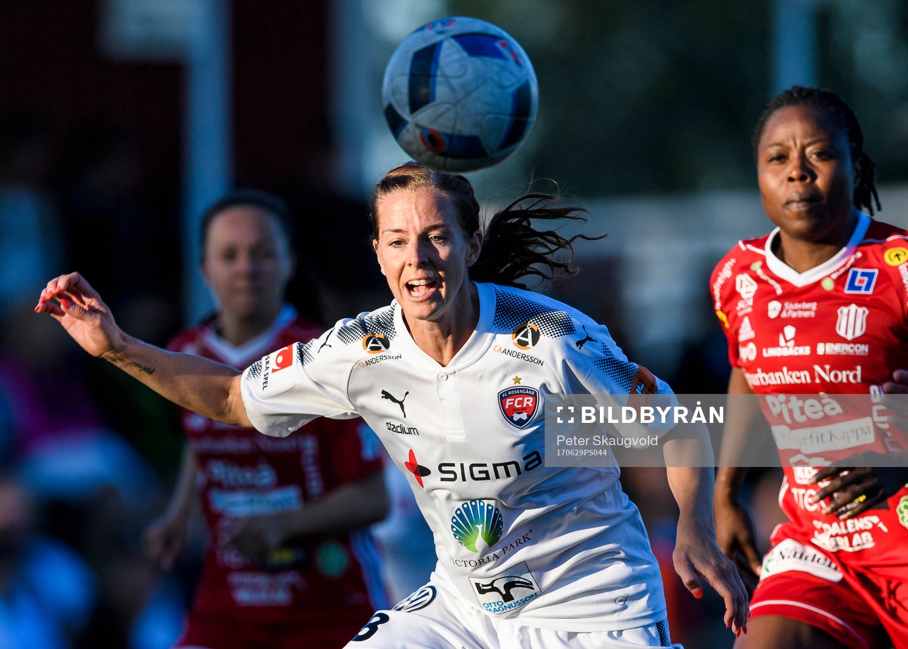 Rosengårds Lotta Schelin under fotbollsmatchen i Damallsvenskan mellan Piteå och Rosengård den 29 juni 2017 i Piteå.