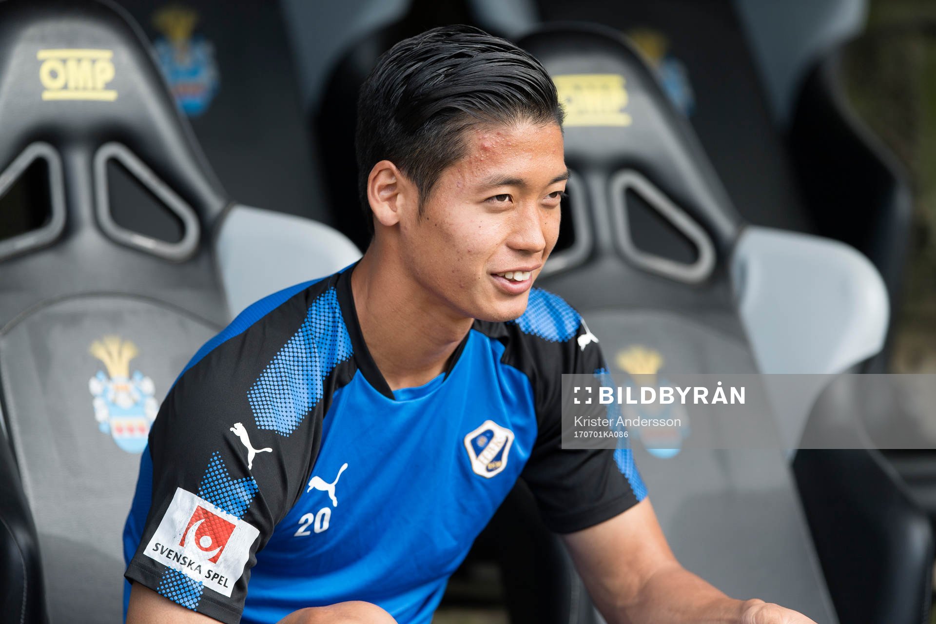 Halmstads Kosuke Kinoshita före fotbollsmatchen i