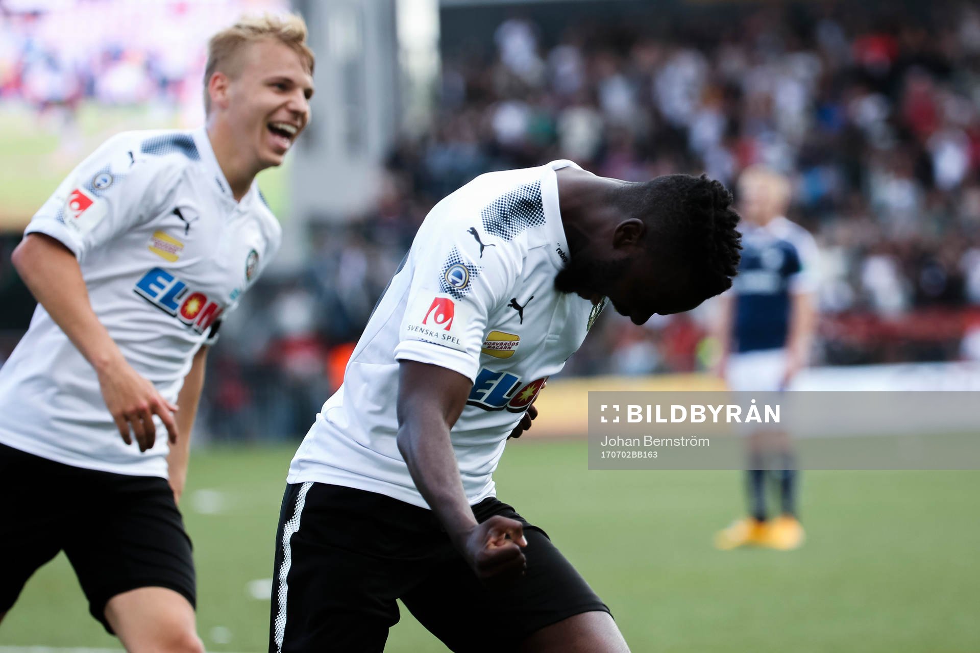 Örebros Maic Sema jublar efter 2-1 under fotbollsmatchen i Allsvenskan mellan Örebro och Norrköping den 2 juli 2017 i Örebro.