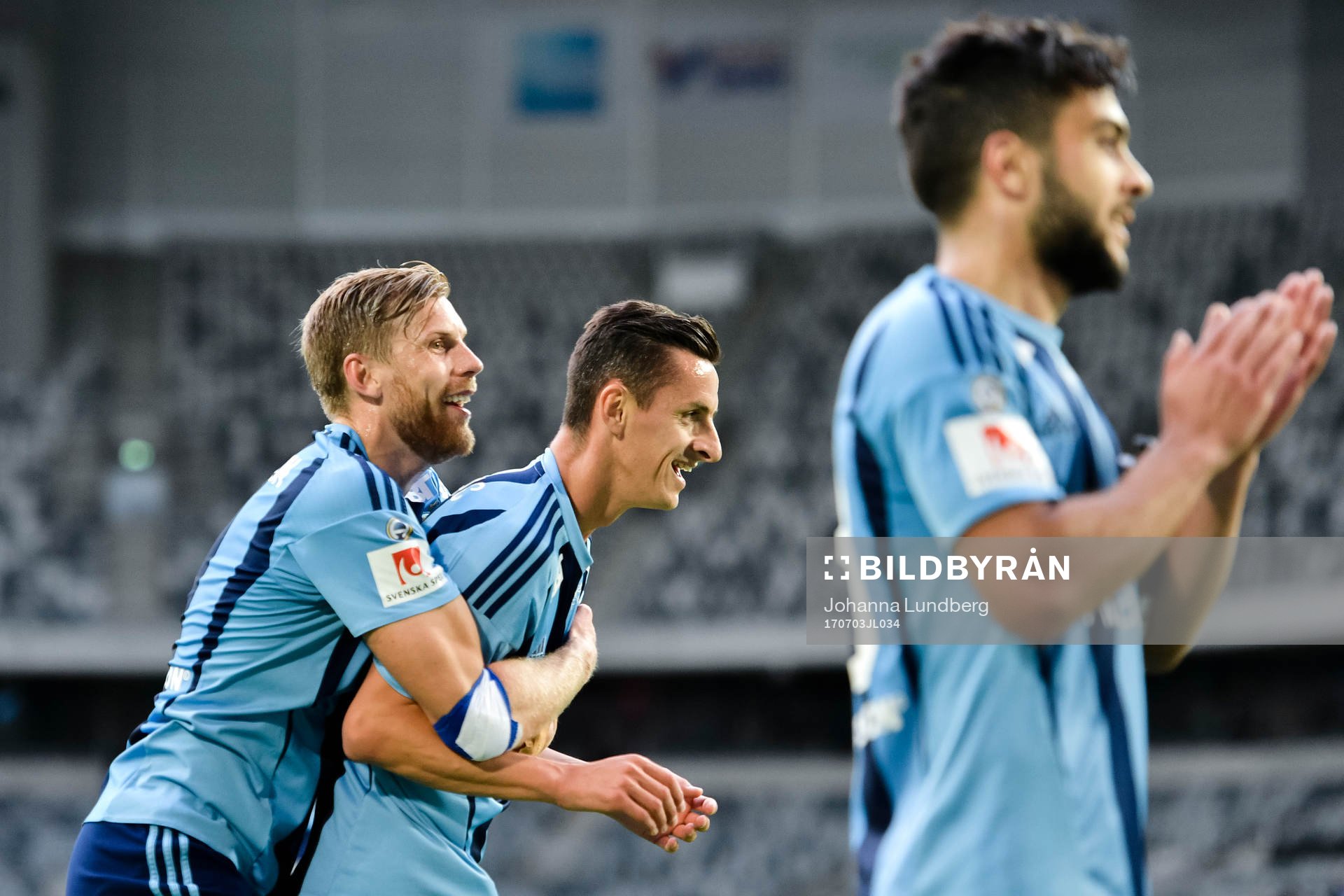 Djurgårdens Niklas Gunnarsson och Haris Radetinac jublar