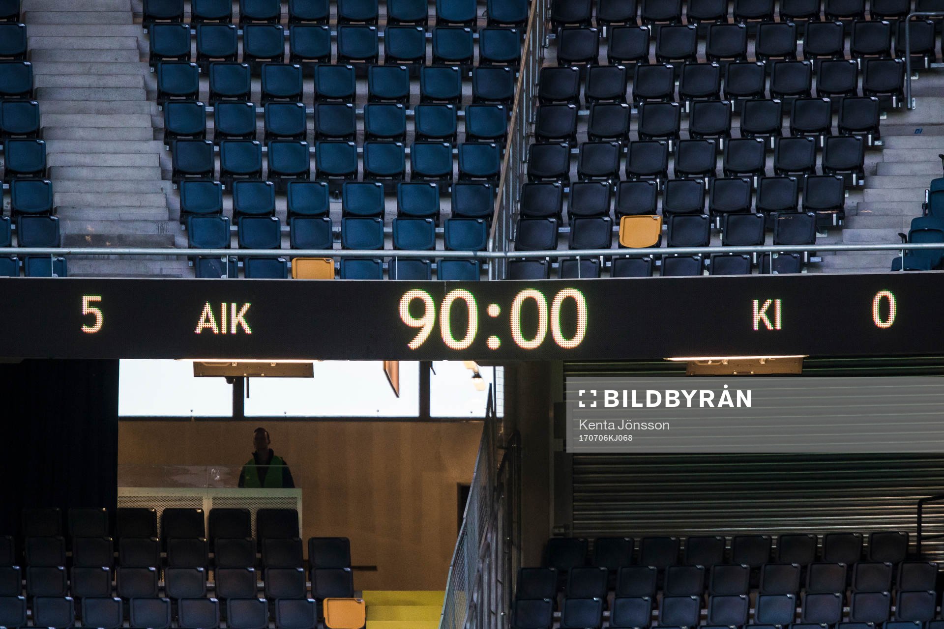 Resultattavlan visar slutresultatet 5-0