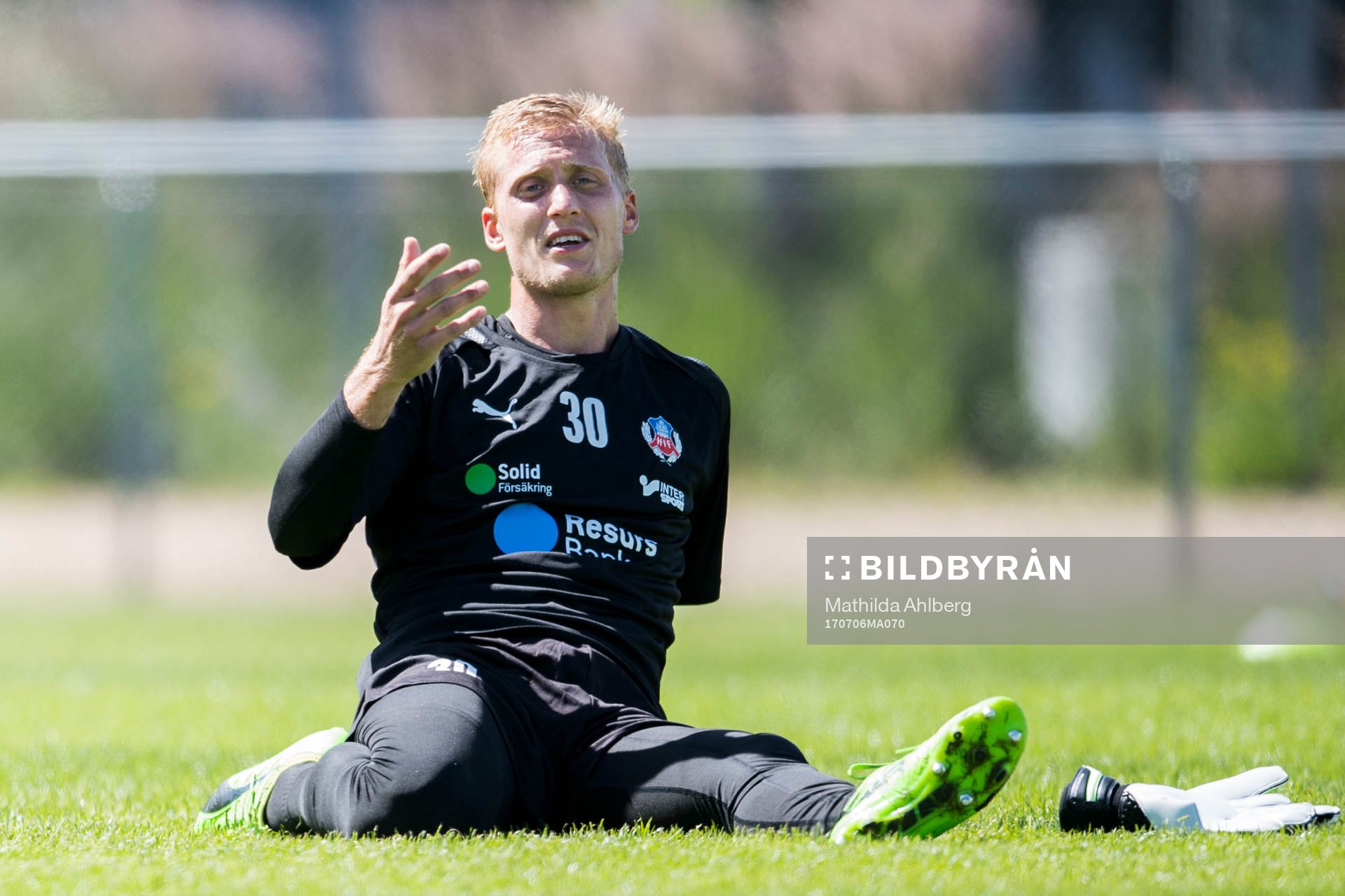 Helsingborgs målvakt Pär Hansson under en fotbollstränings den 6 juli 2017 i Helsingborg.