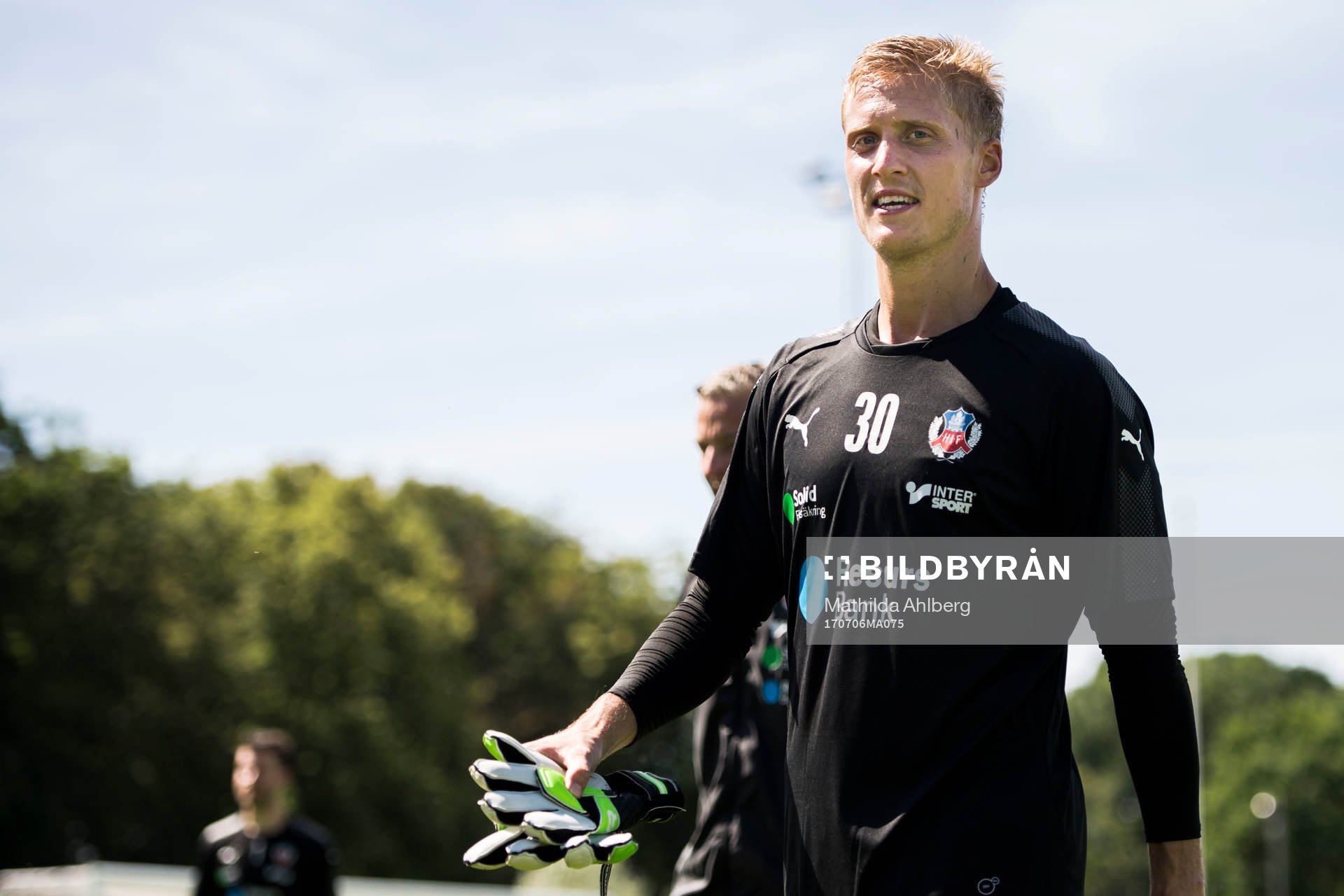 Helsingborgs målvakt Pär Hansson under en fotbollstränings den 6 juli 2017 i Helsingborg.
