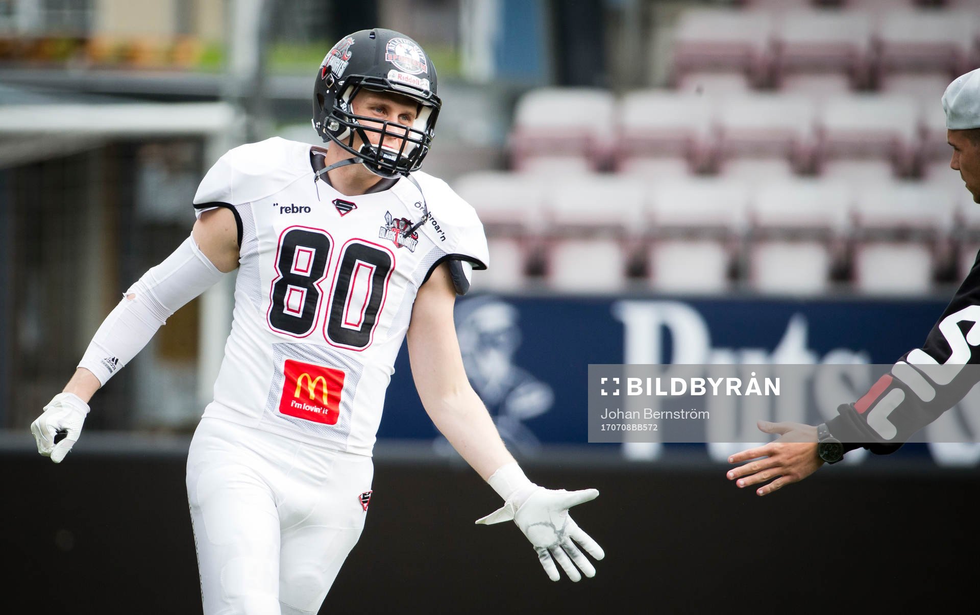 Örebro Black Knights Fredrik Isaksson under SM-finalen i Superserien mellan Örebro och Carlstad den 8 juli 2017 i Örebro.